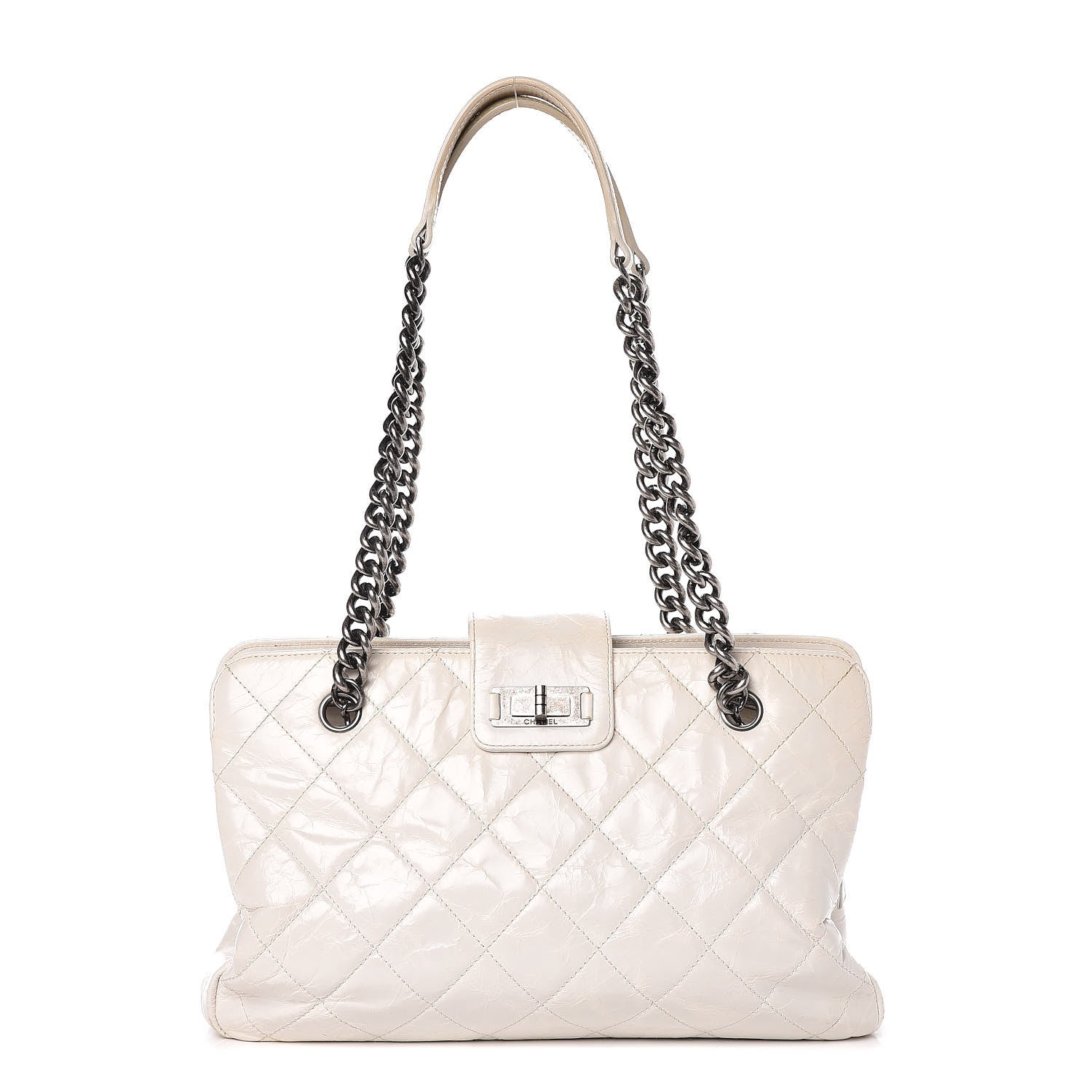 Chanel Glazed Crackled Calfskin Small Reissue Tote White 1 of 20