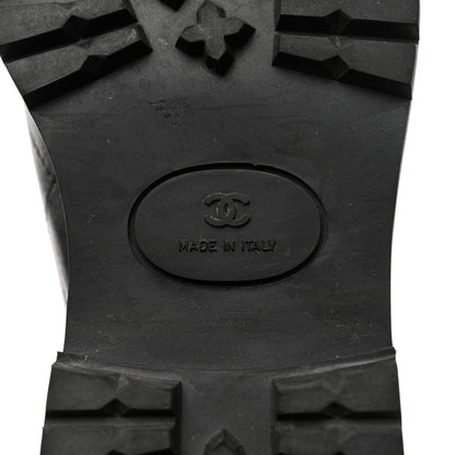 Chanel Calfskin Lace Up Combat Boots 38 Black 8 of 9