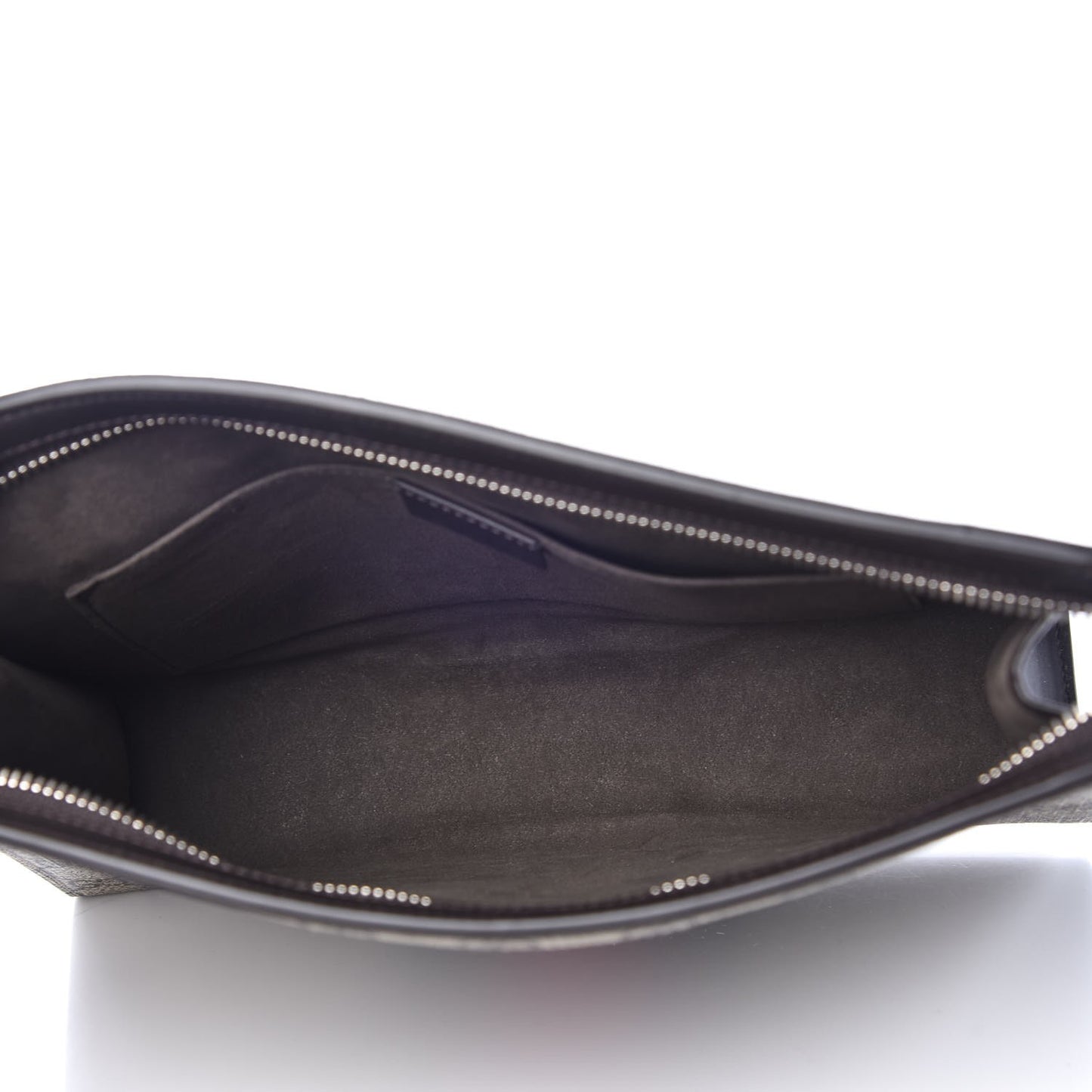 GG Supreme Monogram Selleria Calfskin Web New Web Cosmetic Case Beige Ebony Cocoa