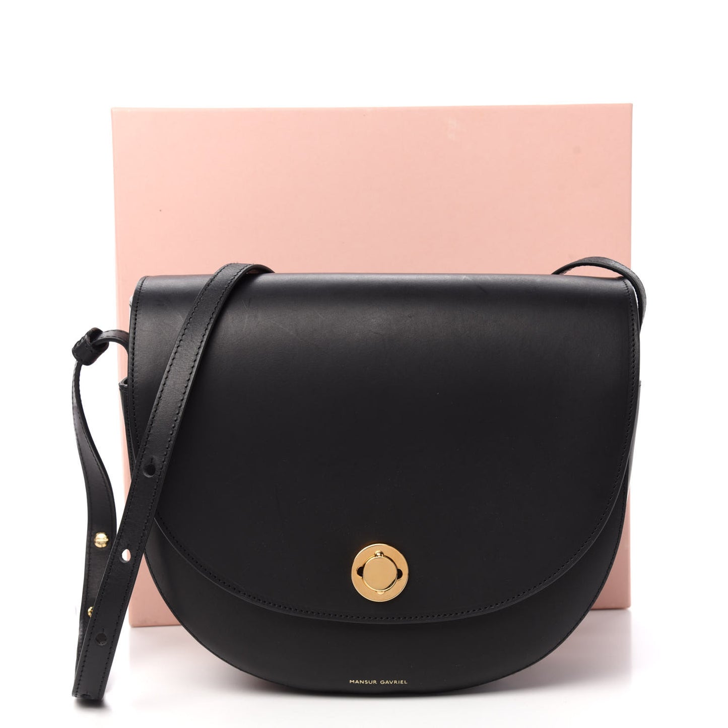 Calfskin Saddle Crossbody Bag Black