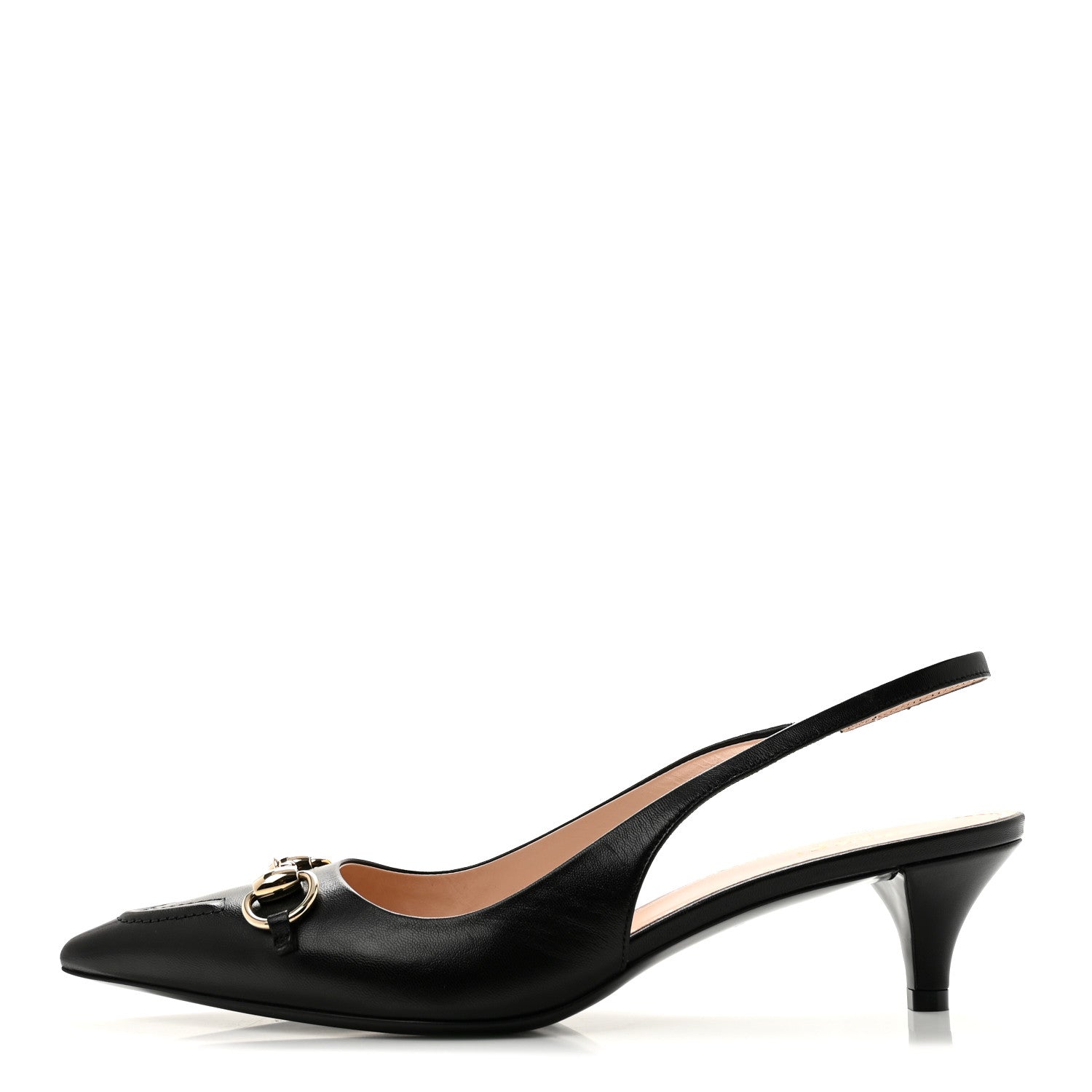Gucci Malaga Kid Horsebit 45mm Slingback Pumps 39.5 Black 1 of 9
