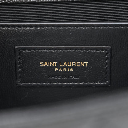 Saint Laurent Grain De Poudre Textured Mixed Matelasse Triquilt Medium Monogram Satchel Black 6 of 10
