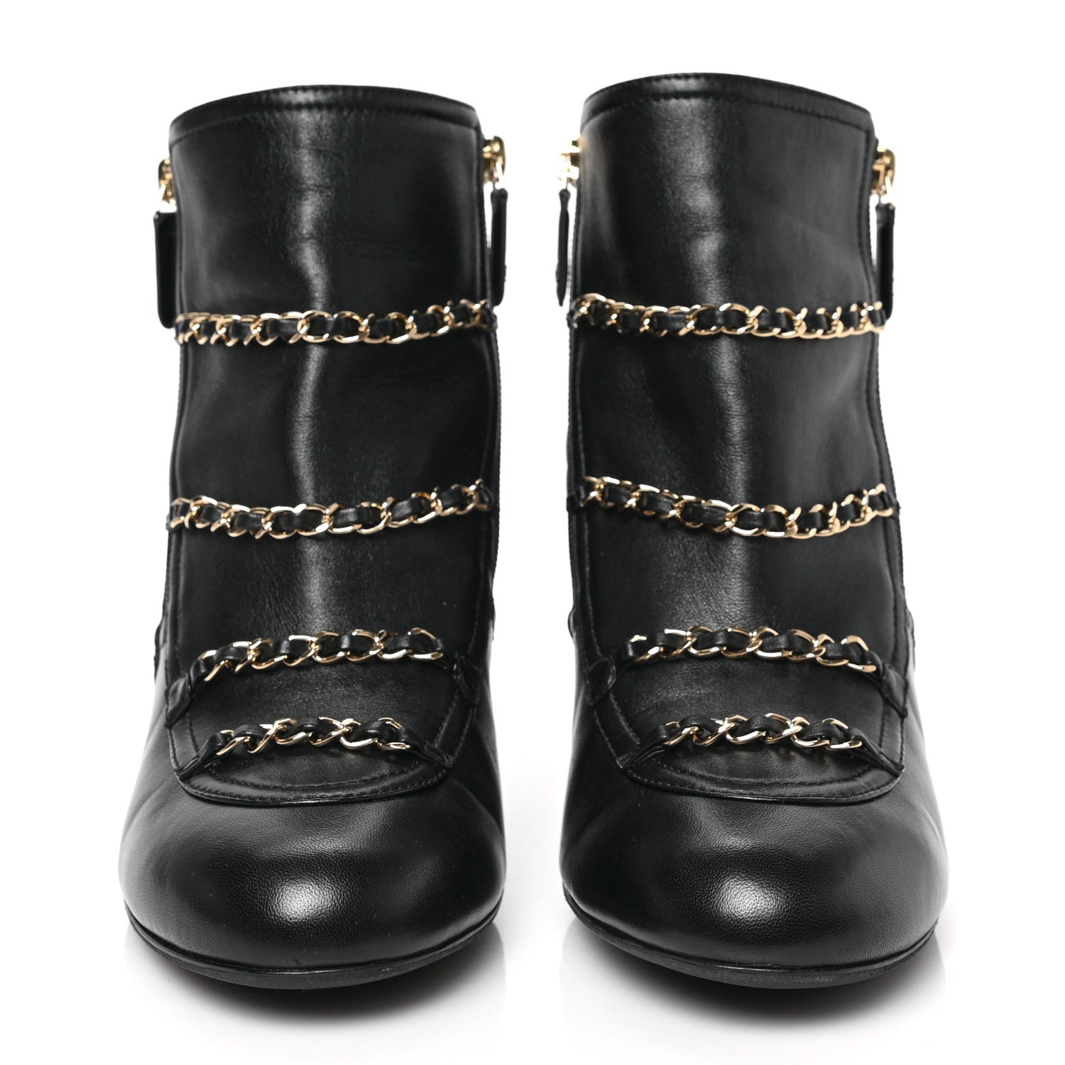Chanel Lambskin Patent Calfskin Chain CC Short Boots 39.5 Black 2 of 9