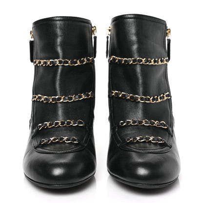 Chanel Lambskin Patent Calfskin Chain CC Short Boots 39.5 Black 2 of 9