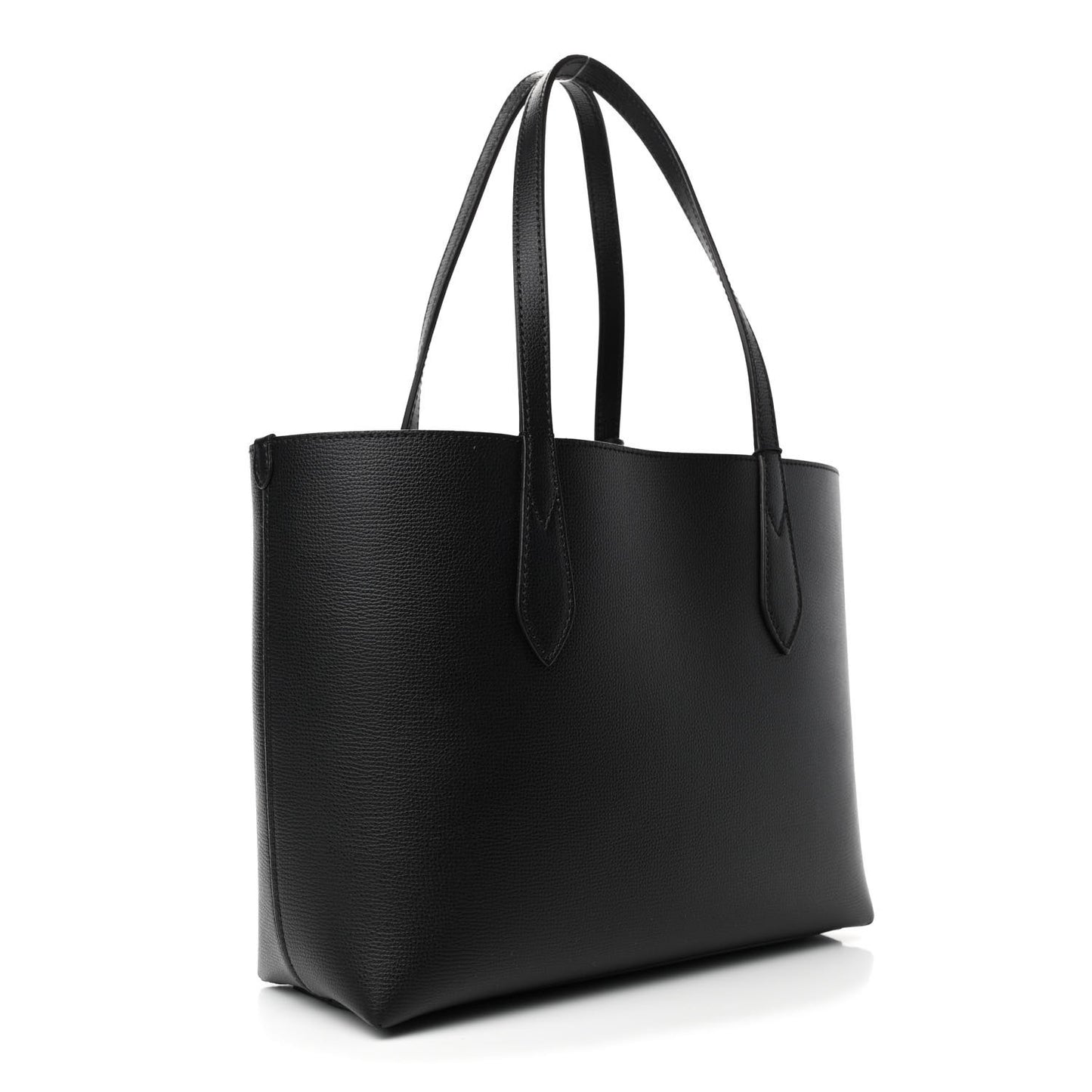 Grainy Calfskin Haymarket Check Small Reversible Tote Black