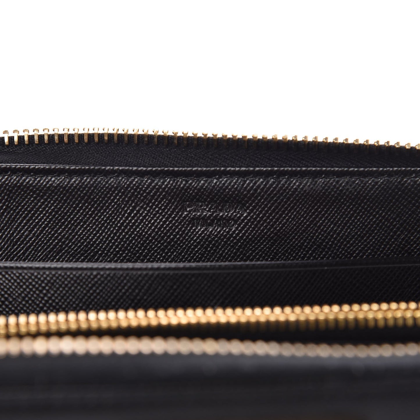 Saffiano Triangle Zip Around Wallet Black