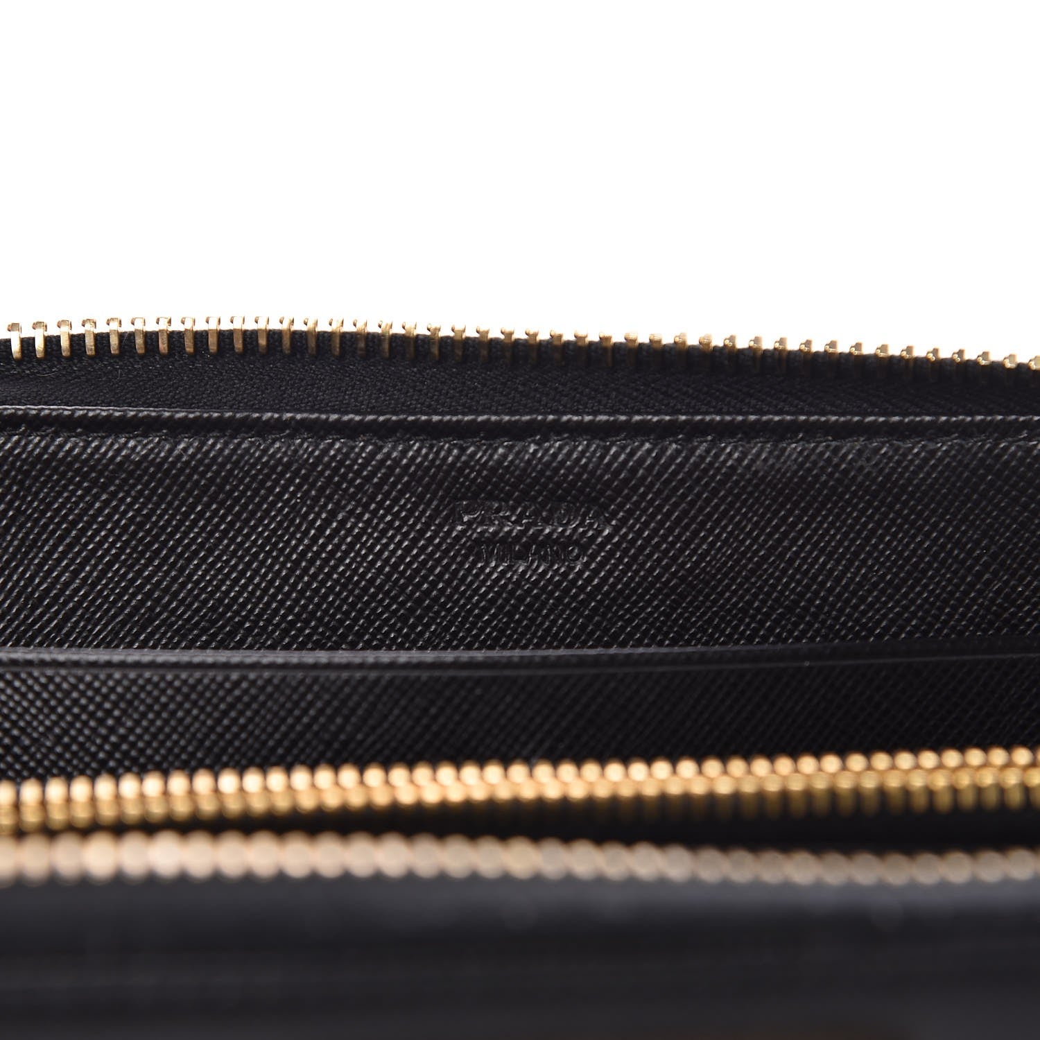 Prada Saffiano Triangle Zip Around Wallet Black 6 of 7