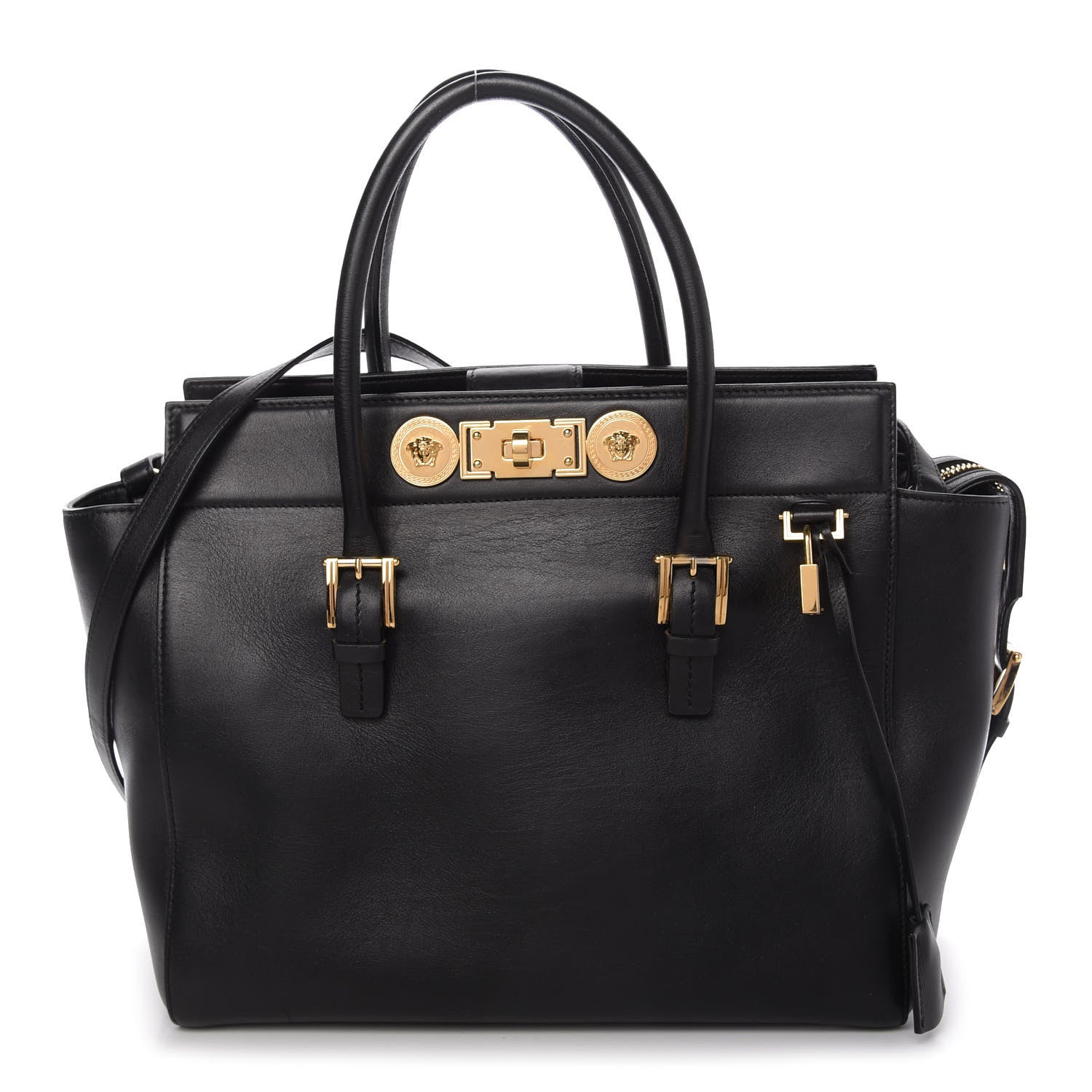 Versace Vitello Calfskin Signature Tote Black 1 of 9
