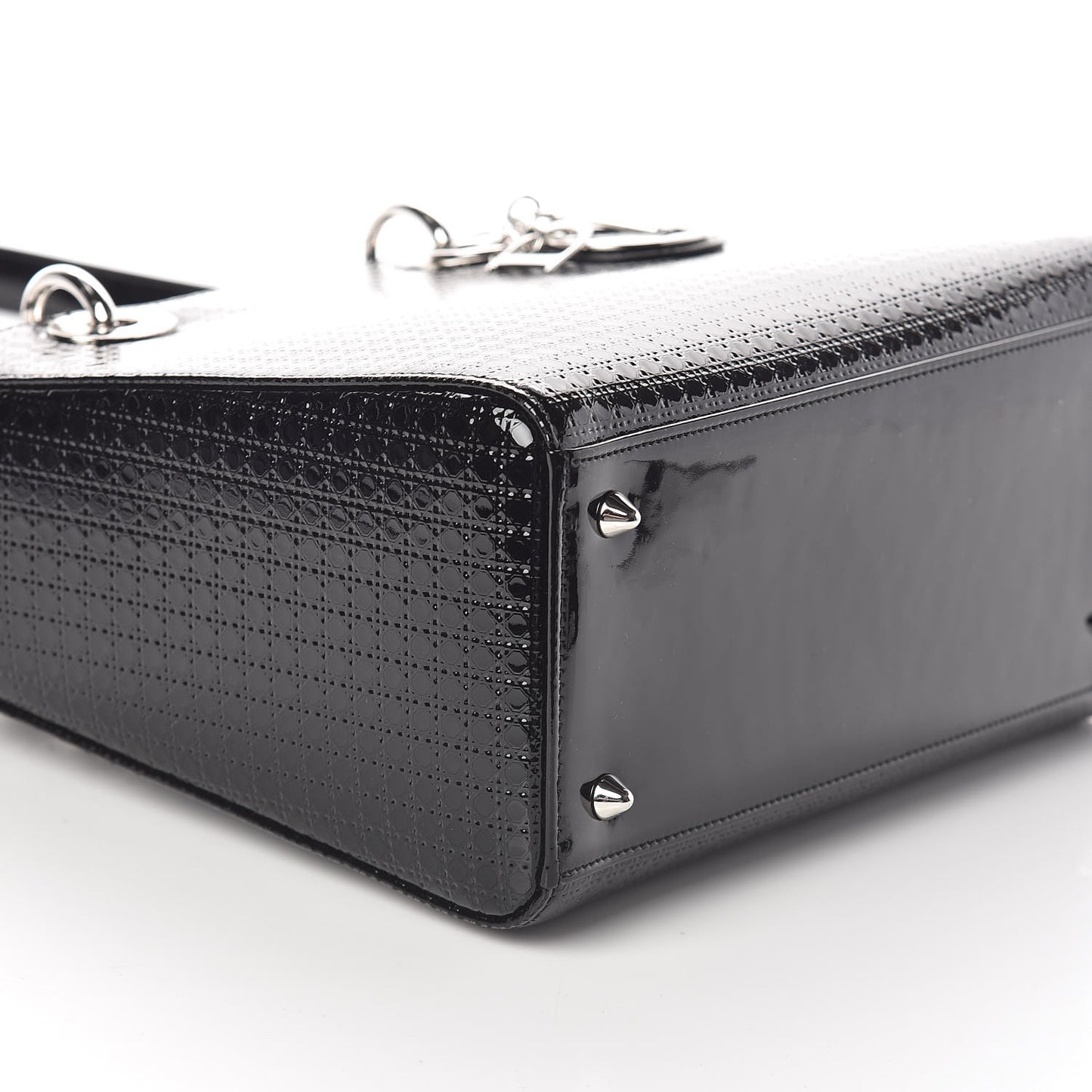 Patent Micro-Cannage Medium Lady Dior Black
