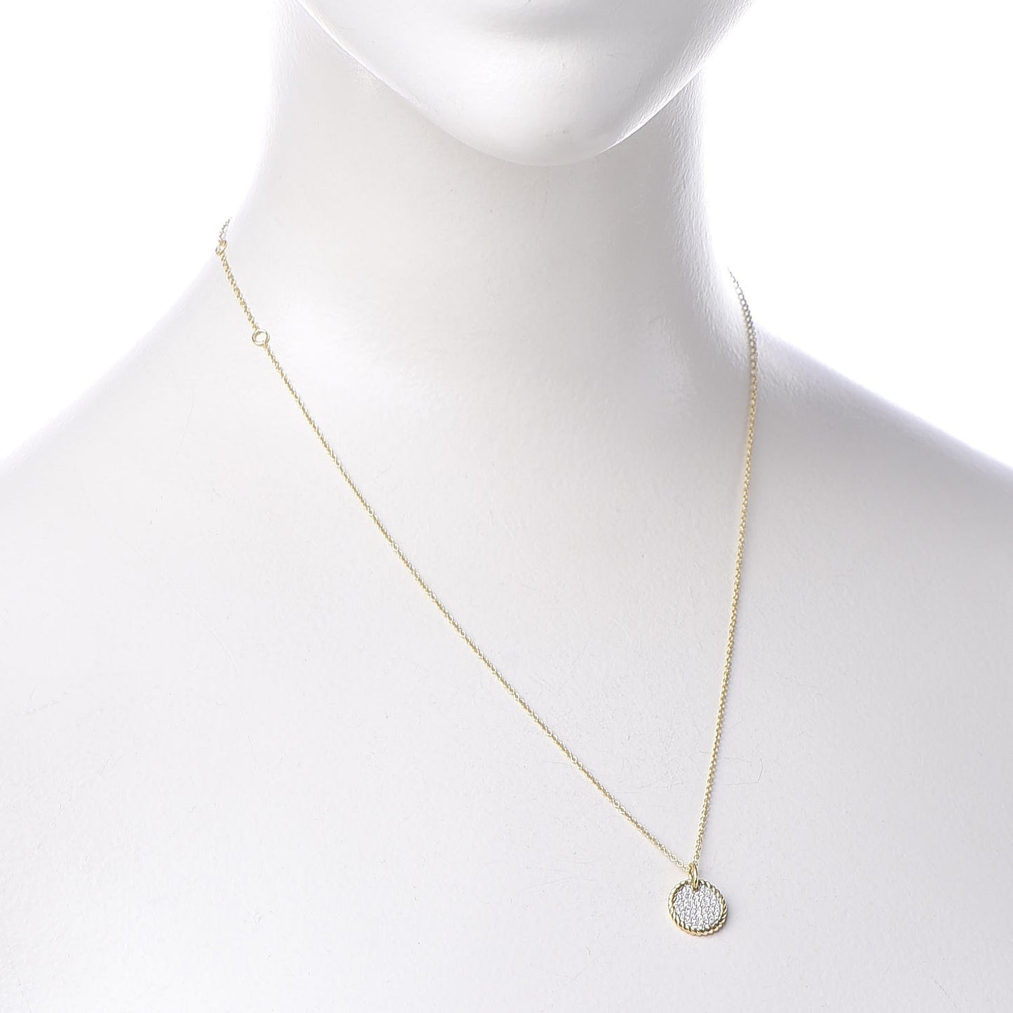 18K Yellow Gold Diamond Cable Collectibles Pave Charm Pendant Necklace