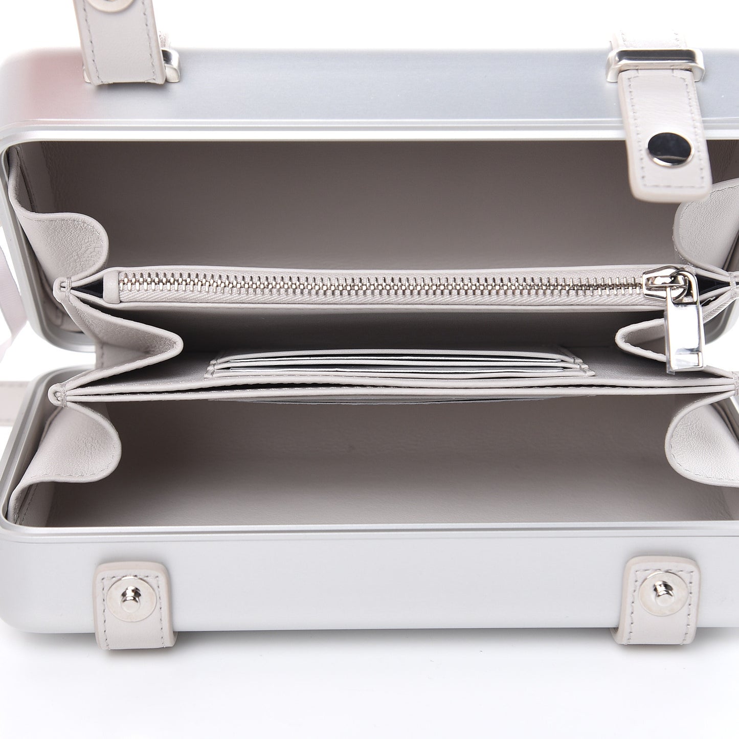 X RIMOWA Aluminum Personal Clutch On Strap Silver