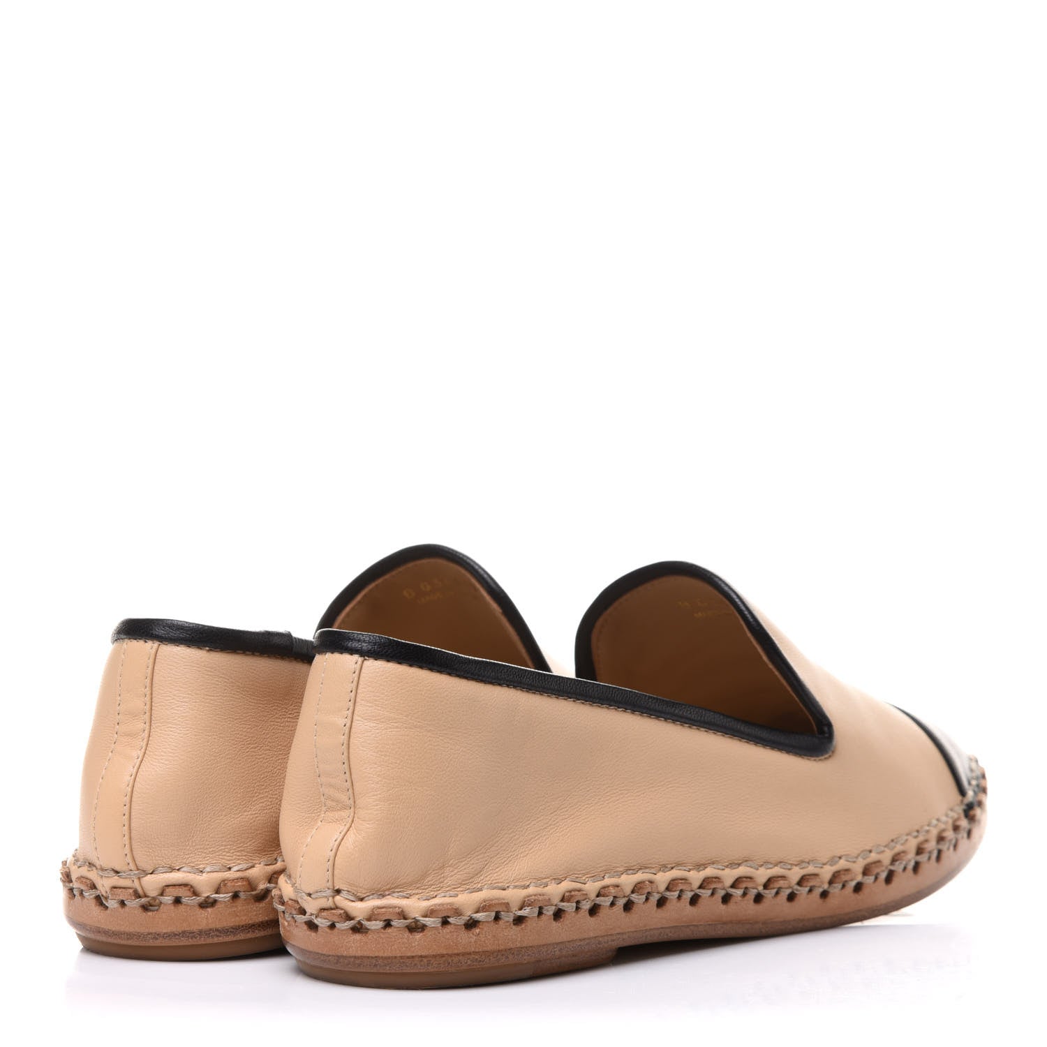 Chanel Lambskin Chain CC Mocassin Loafer Espadrilles 35.5 Beige Black 4 of 10
