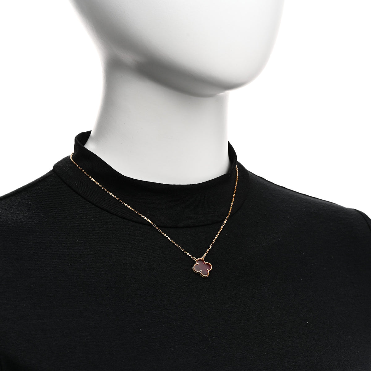 Van Cleef & Arpels 18K Yellow Gold Pink Enamel Vintage Alhambra Pendant Necklace 2 of 6