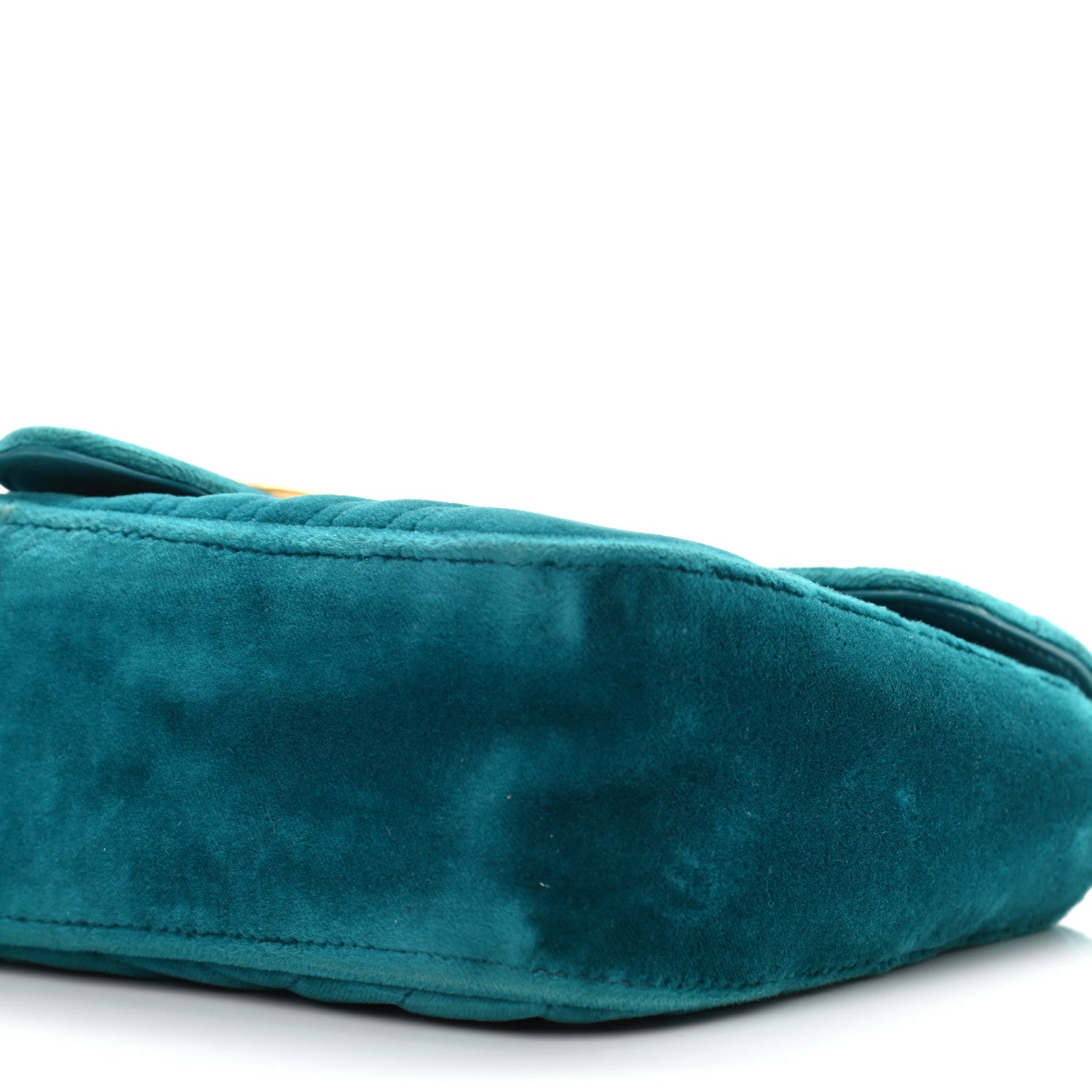 Gucci Velvet Matelasse Small GG Marmont Shoulder Bag Pavone Cyan 11 of 11