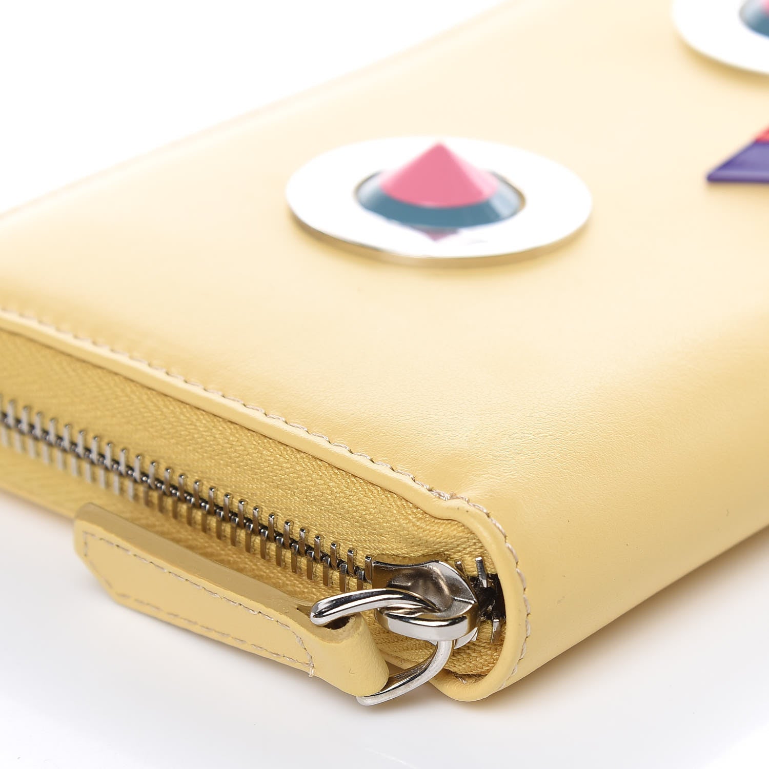 Fendi Vitello Century Hypnoteyes Zip Around Wallet Grano Multicolor 8 of 12