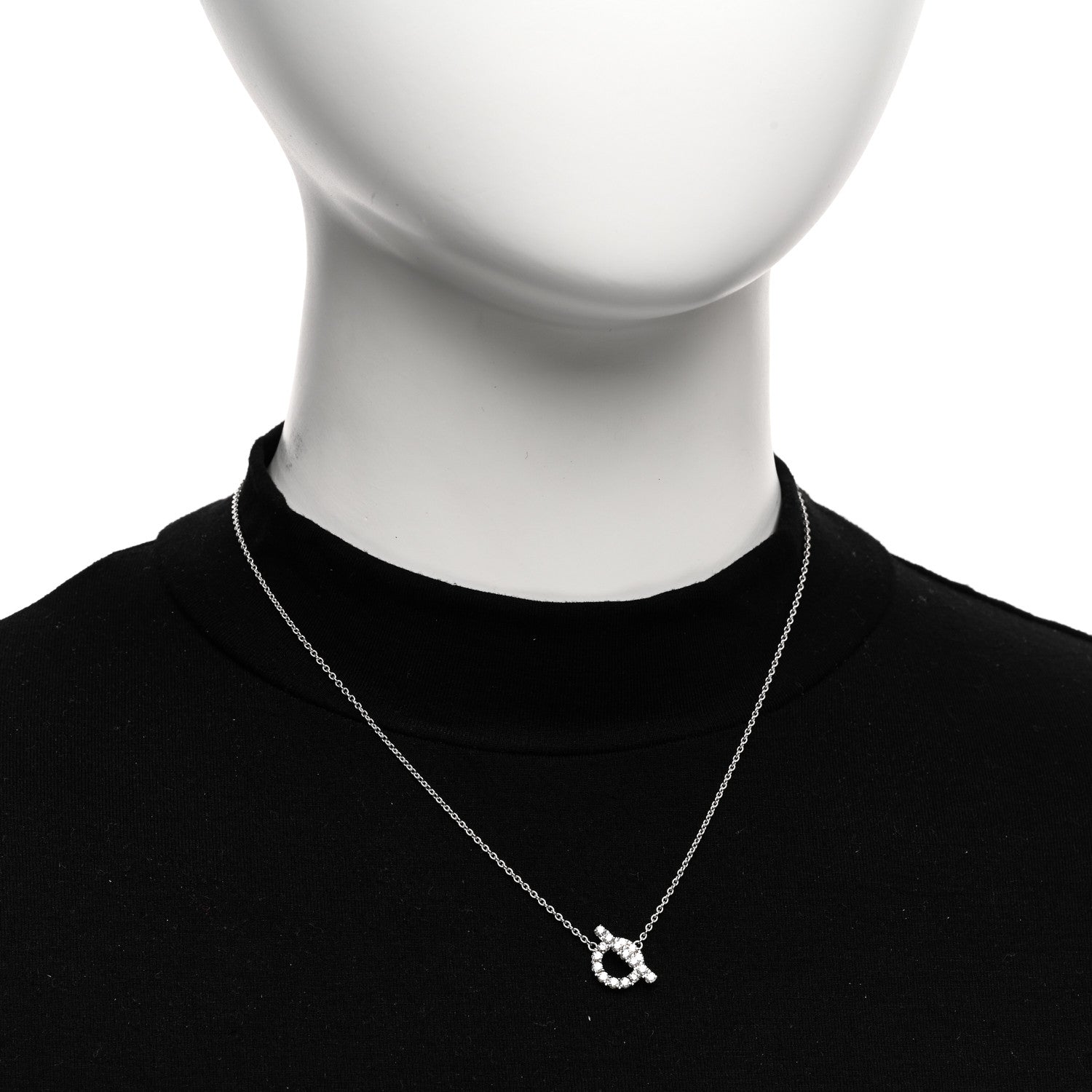 Hermes 18K White Gold Diamond Finesse Pendant Necklace 2 of 5