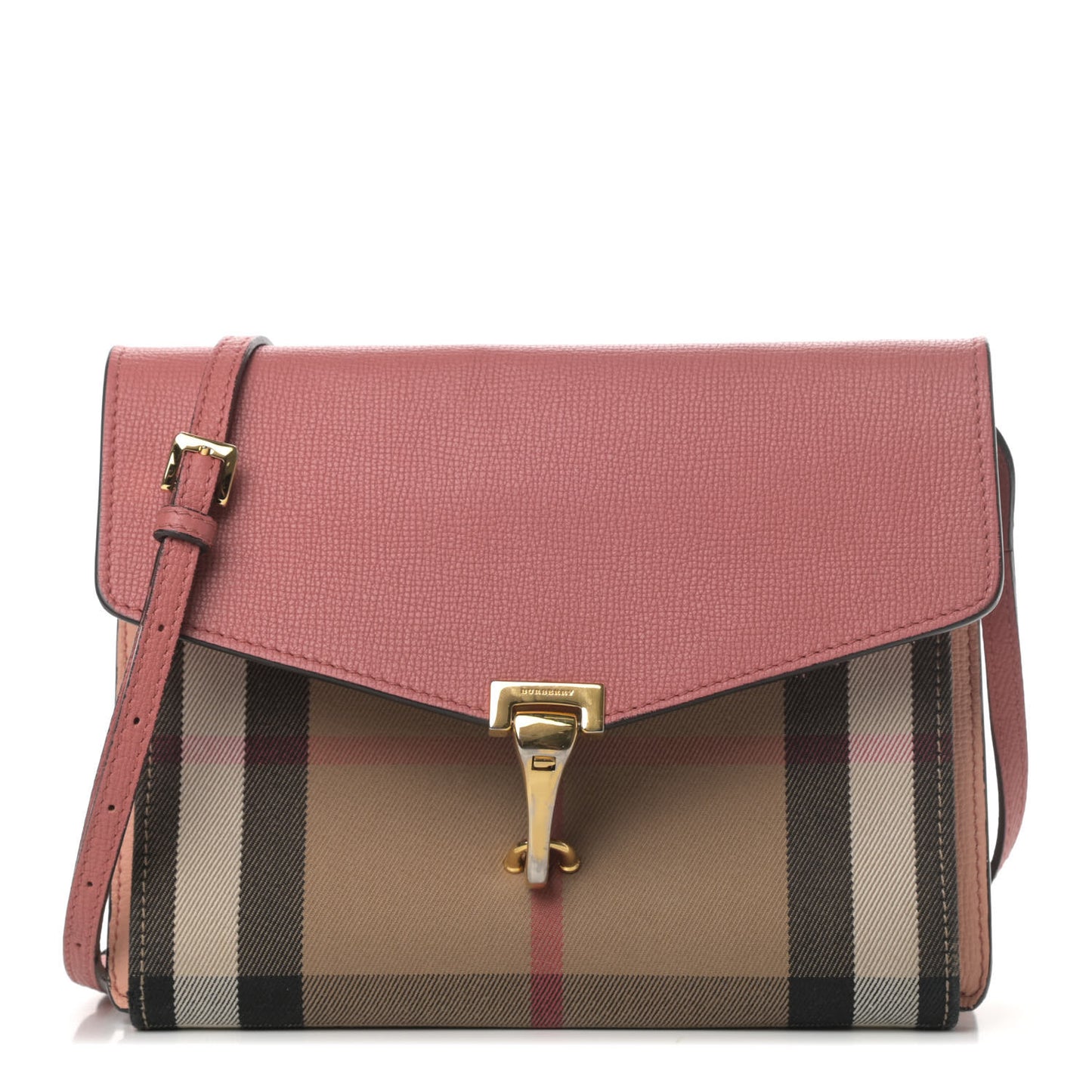 Derby Calfskin House Check Small Macken Crossbody Bag Copper Pink