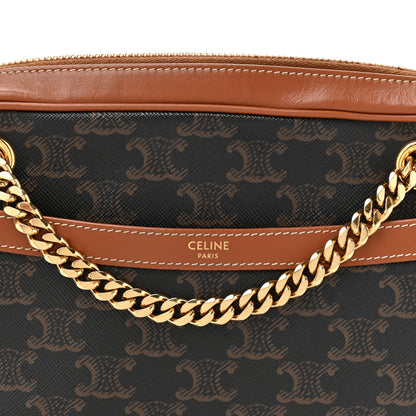 Celine Triomphe Canvas Calfskin Medium Patapans Tan 8 of 11