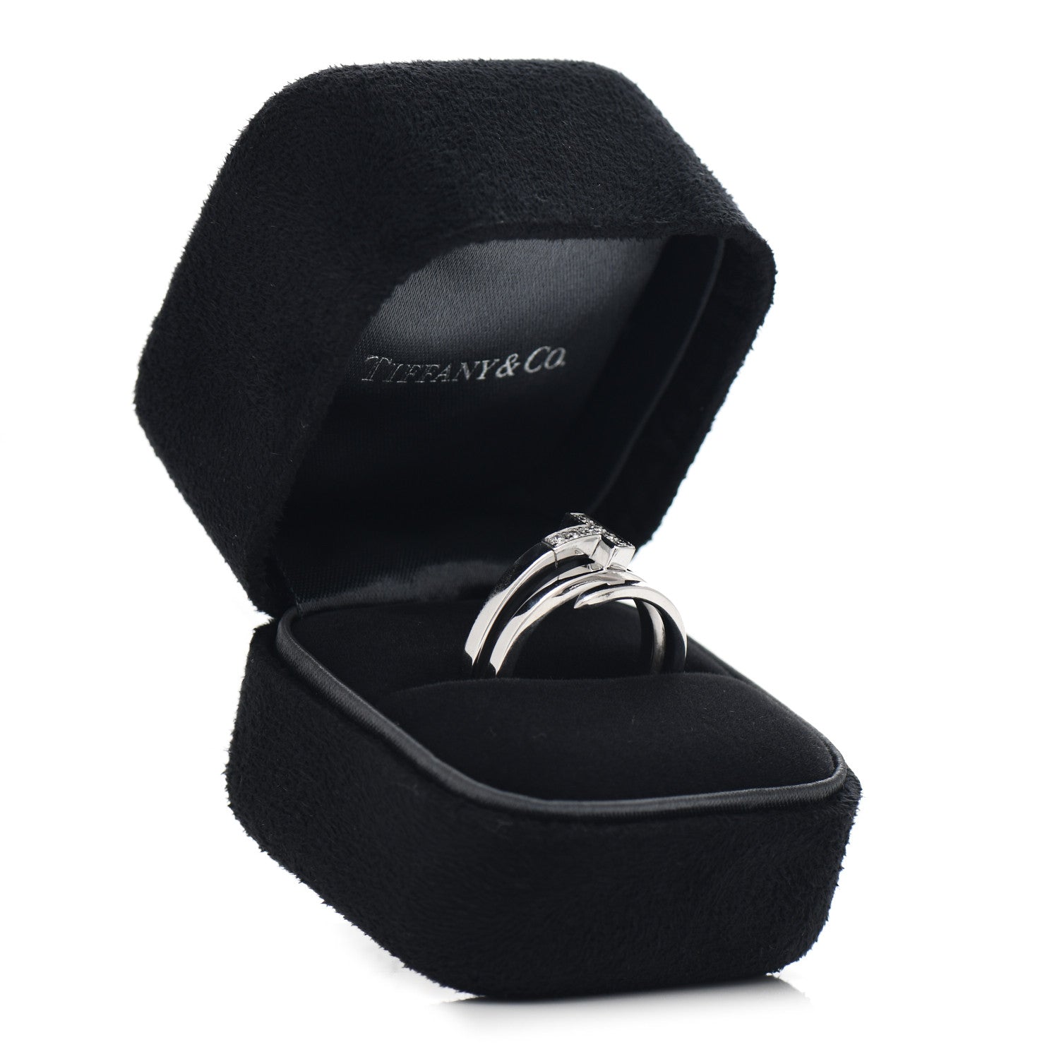 Tiffany 18K White Gold Diamond T Wrap Ring 57 8 5 of 5