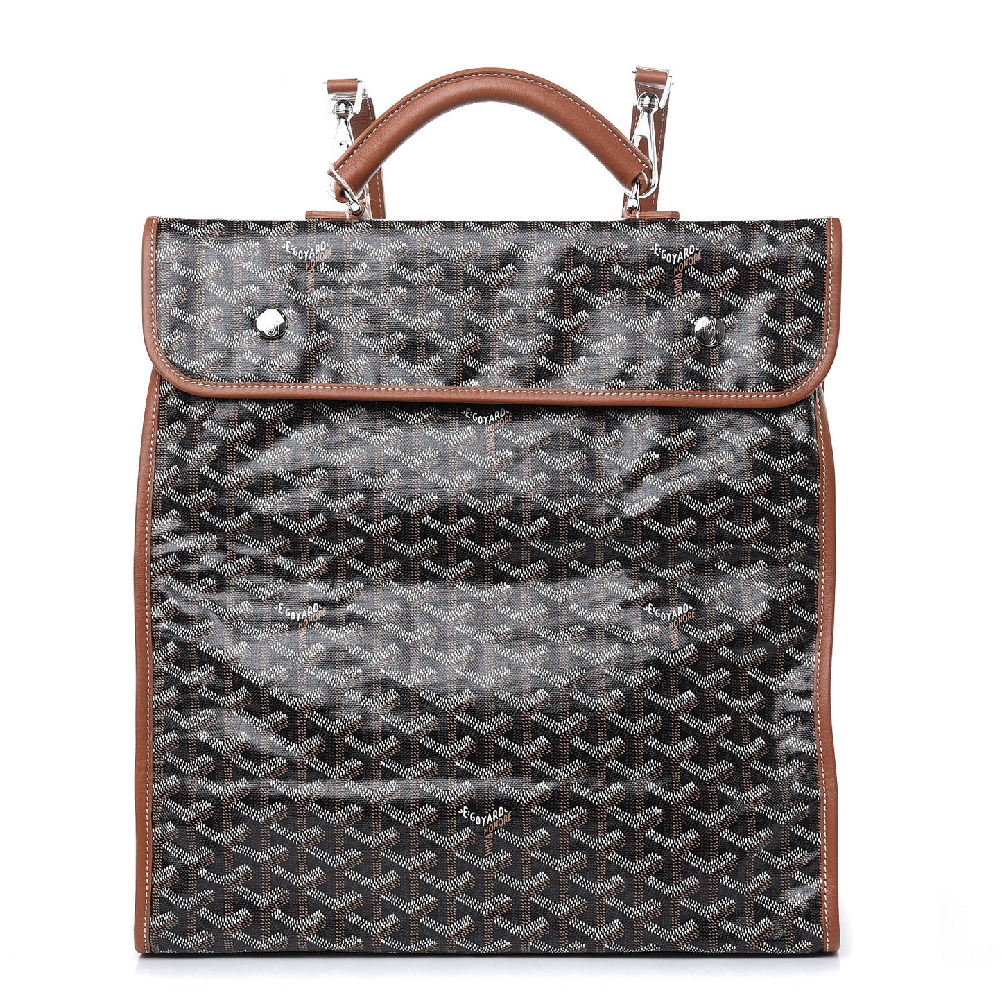 Goyardine Saint Leger Soft Briefcase Backpack Black Gold