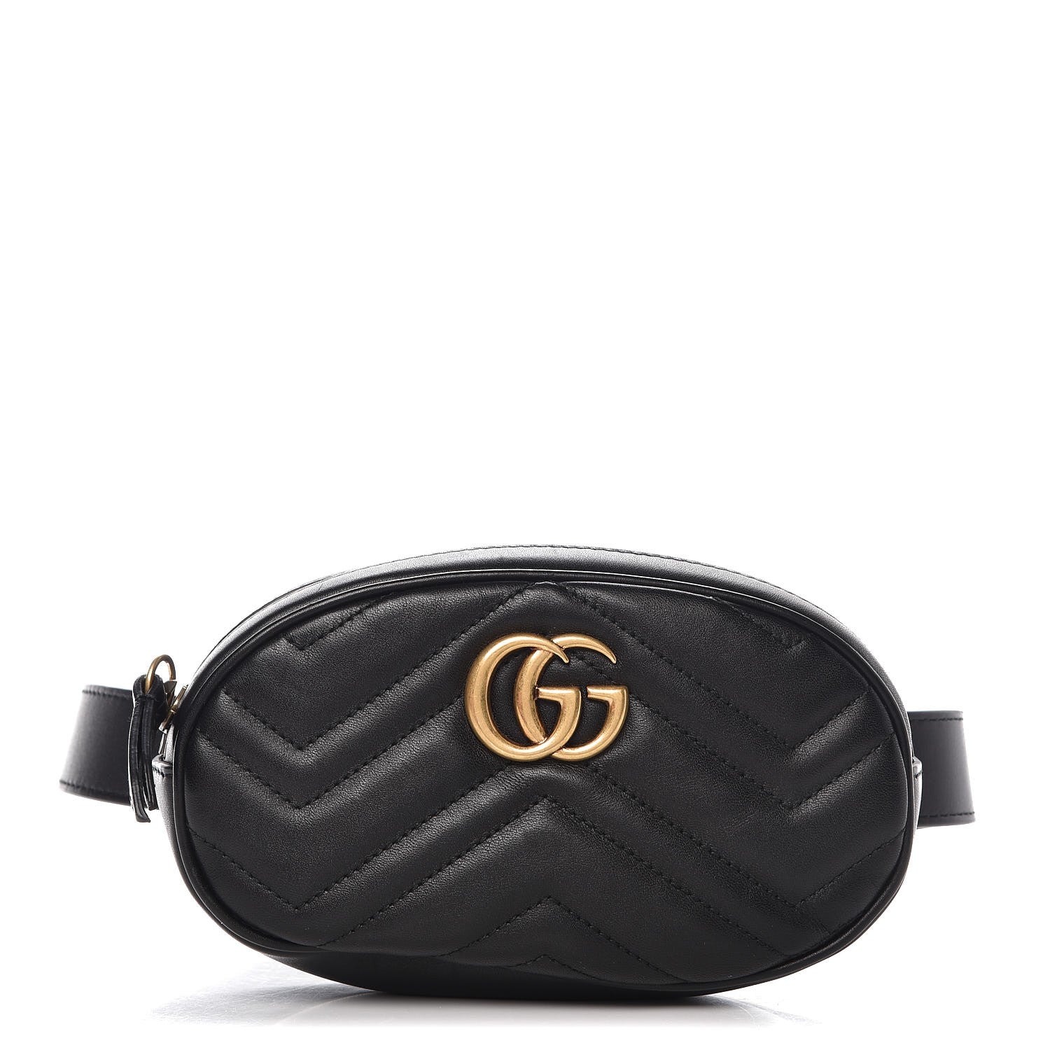 Gucci Calfskin Matelasse GG Marmont Belt Bag 105 42 Black 1 of 7
