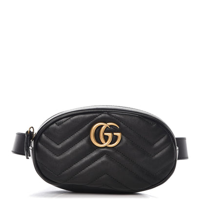Gucci Calfskin Matelasse GG Marmont Belt Bag 105 42 Black 1 of 7