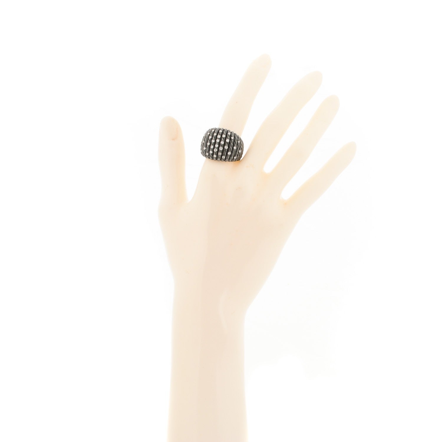 David Yurman Darkened Sterling Silver Pave Diamond 18mm Tempo Ring 54 7 2 of 5