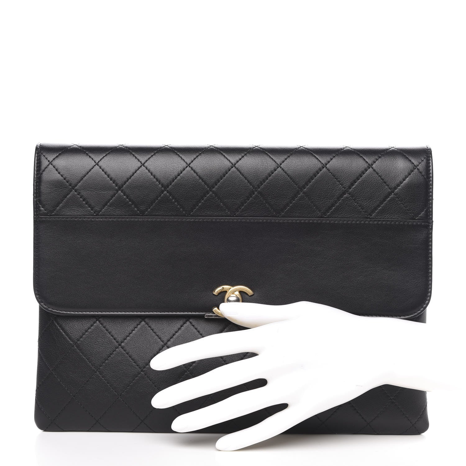 Chanel Calfskin Quilted CC Flap Clutch Black 2 of 11