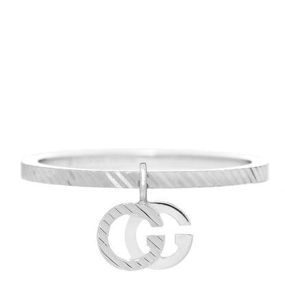 Gucci 18K White Gold Running G Charm Ring 49 4.75 1 of 6