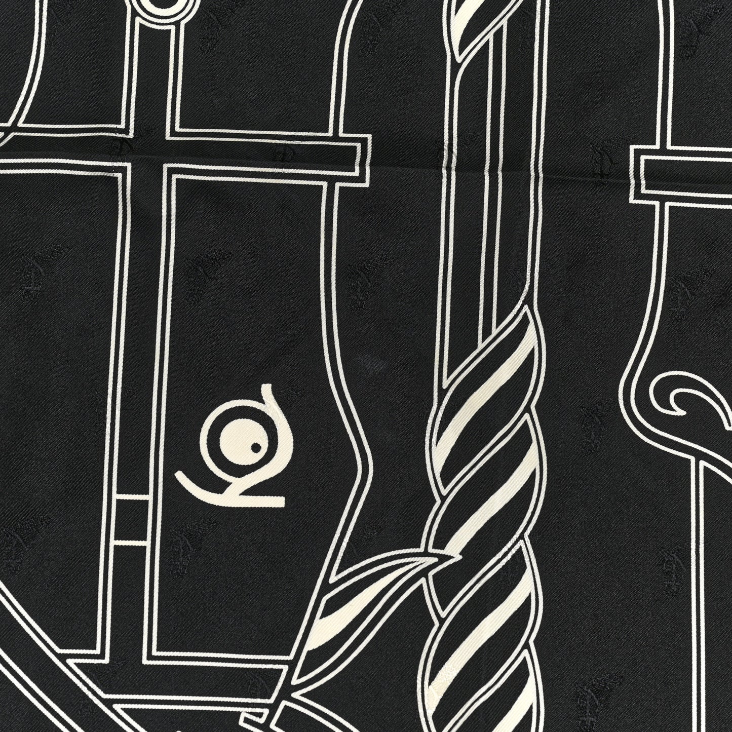 Silk Quadrige Au Fil Scarf 70 Black Creme