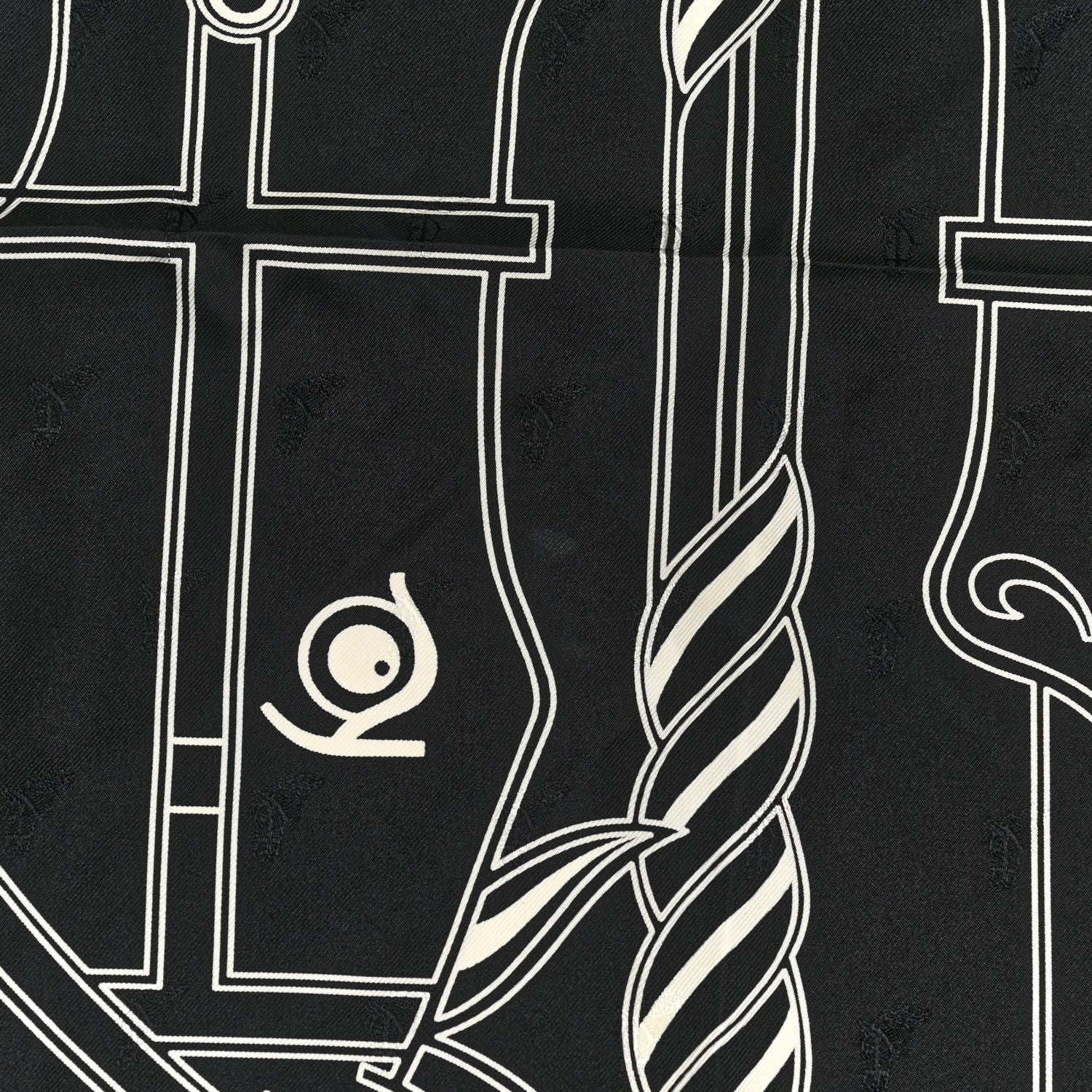 Hermes Silk Quadrige Au Fil Scarf 70 Black Creme 7 of 7