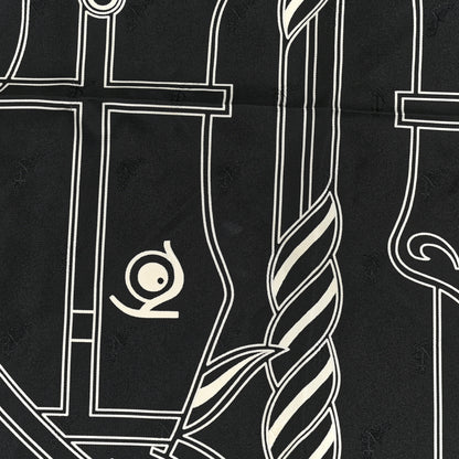 Hermes Silk Quadrige Au Fil Scarf 70 Black Creme 7 of 7