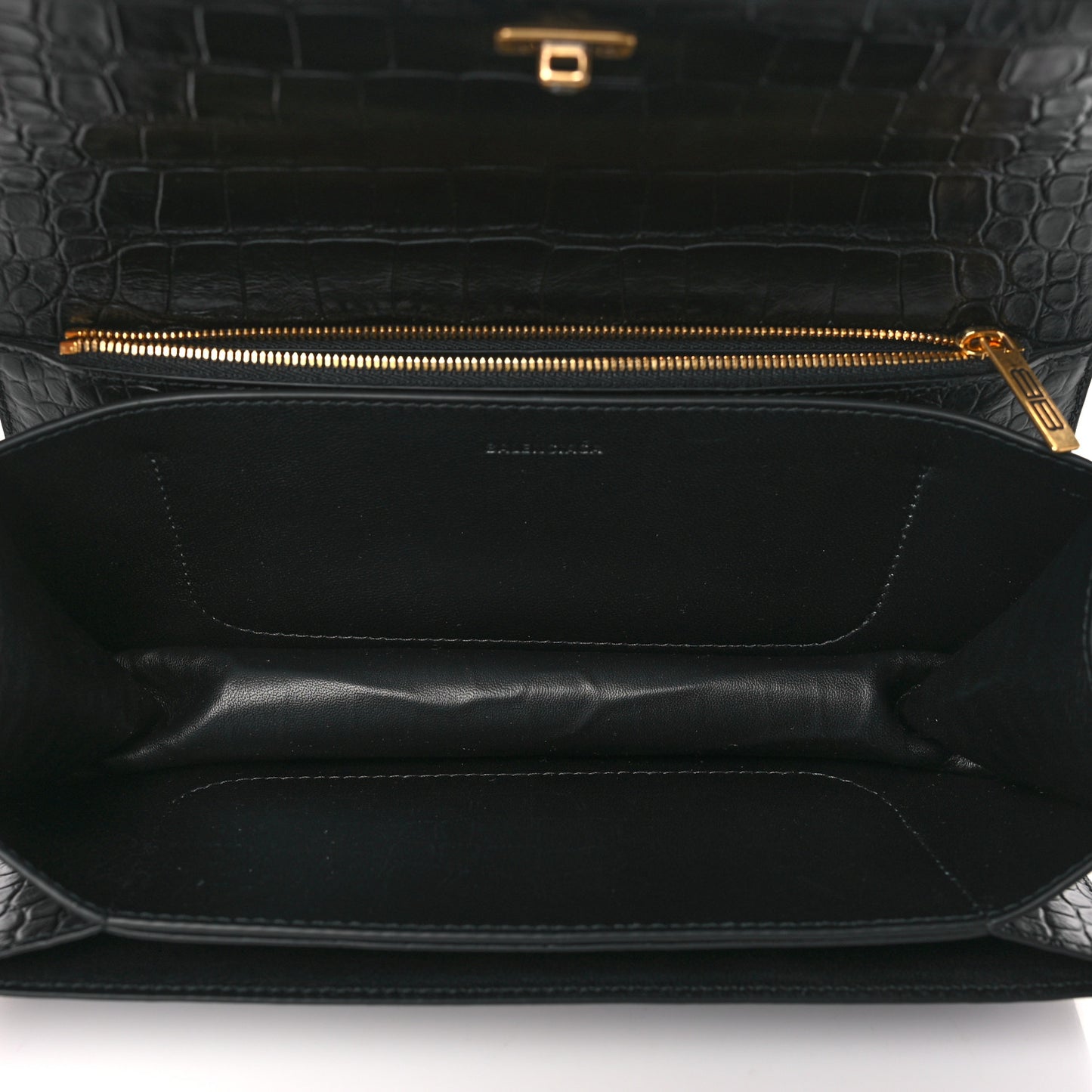 Extra Supple Calfskin Crocodile Embossed Small Gossip Bag Black