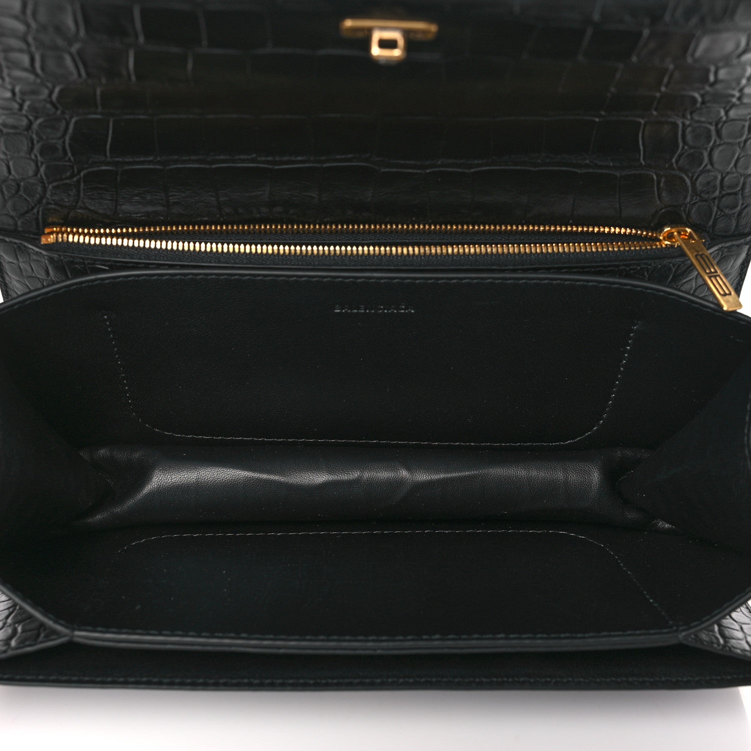 Balenciaga Extra Supple Calfskin Crocodile Embossed Small Gossip Bag Black 5 of 8