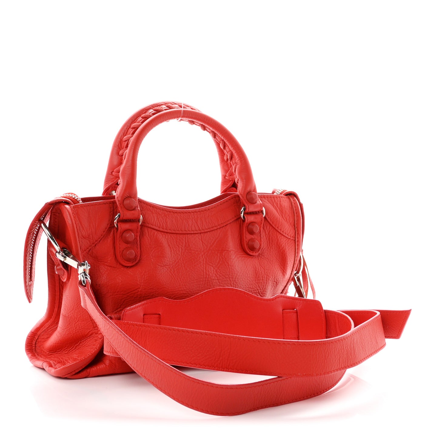 Matte Goatskin Rubber Covered Classic Hardware Mini City Rouge Coquelico Rouge Braise