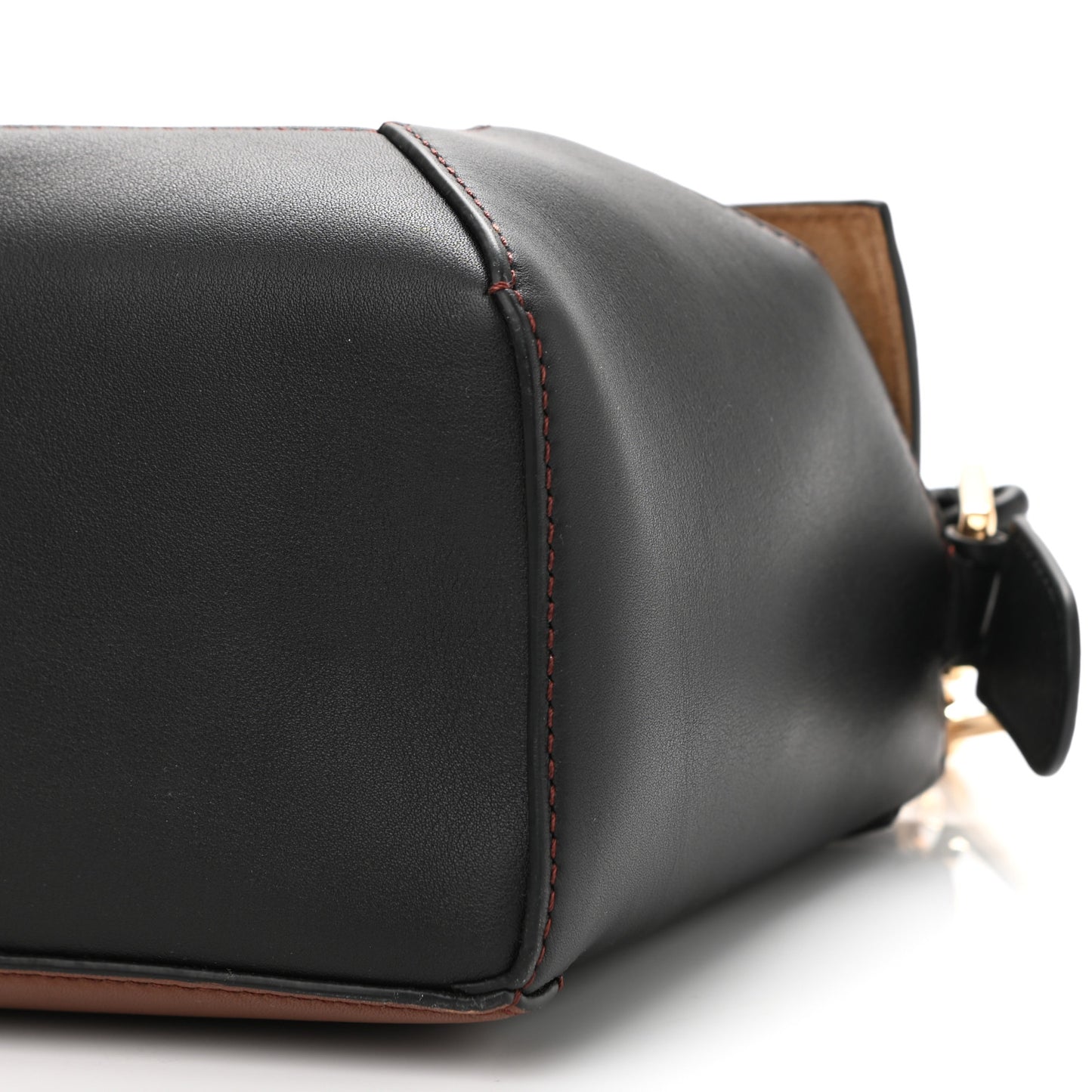 Calfskin Small Puzzle Edge Bag Black Prune Havana