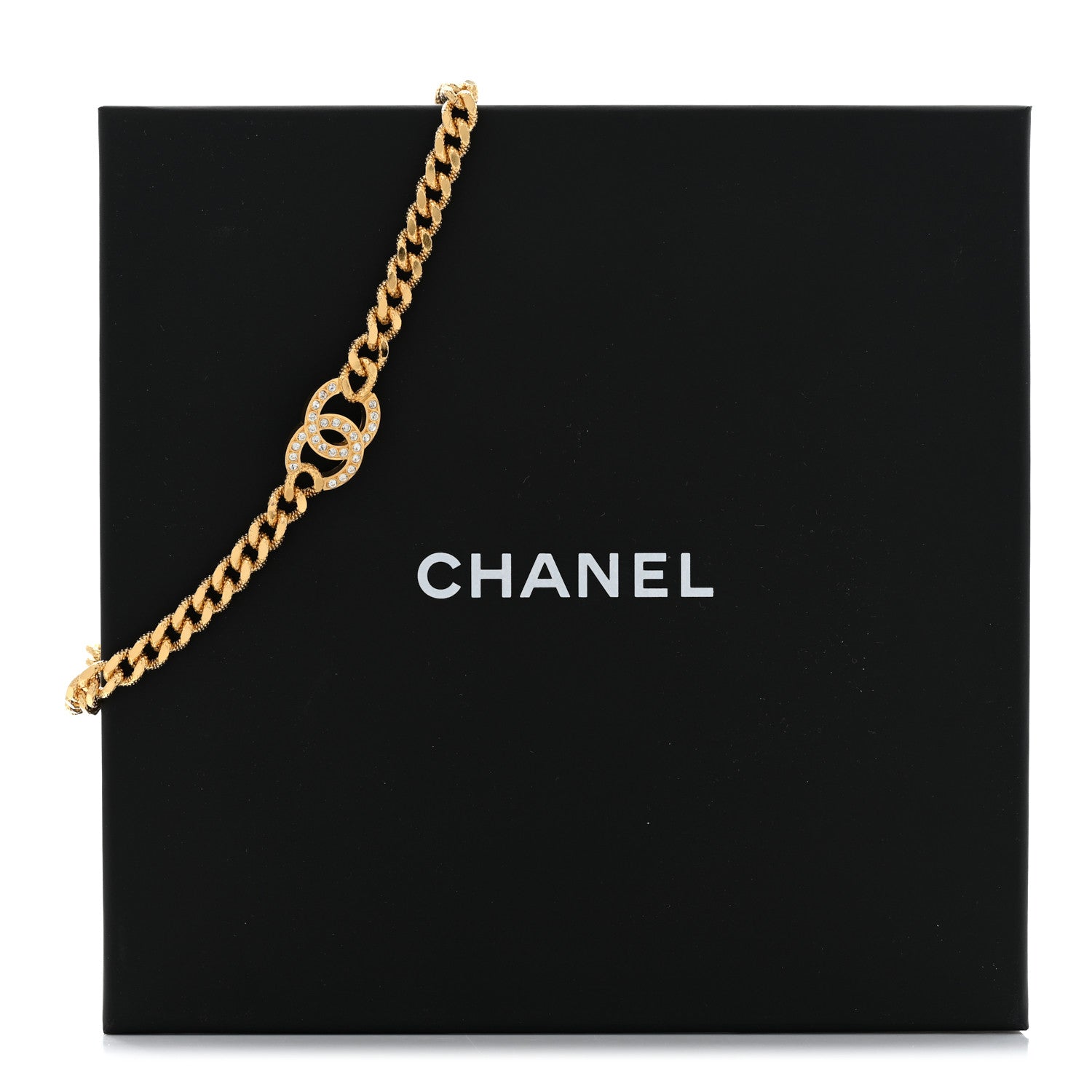 Chanel Crystal Chain Link CC Choker Necklace Gold 7 of 7