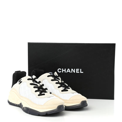 Chanel Mesh Suede Calfskin Quilted Sneakers 40.5 White Ivory 9 of 9