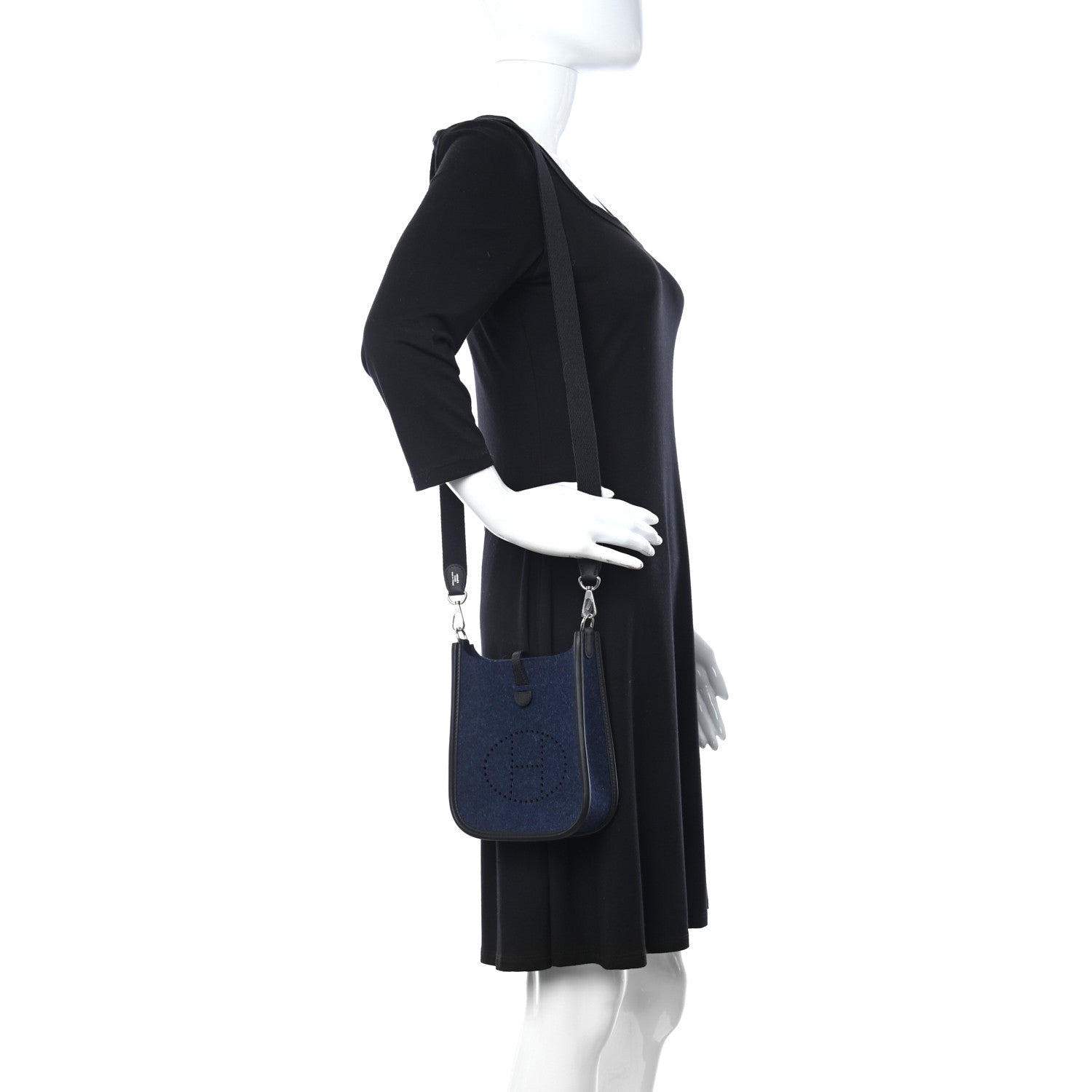Hermes Swift Sangle Wooly Evelyne TPM Bleu Nuit Black 2 of 11
