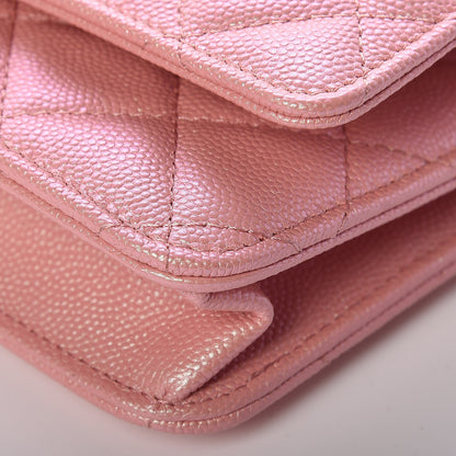 Chanel Iridescent Caviar Quilted Wallet on Chain WOC Rose Pink 10 of 11