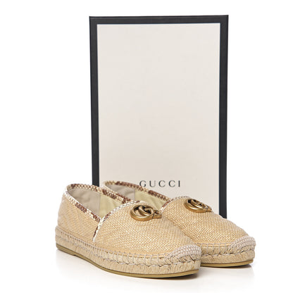 Gucci Straw Elaphe Matelasse GG Marmont Espadrilles 38.5 Natural Cream Brown 11 of 11