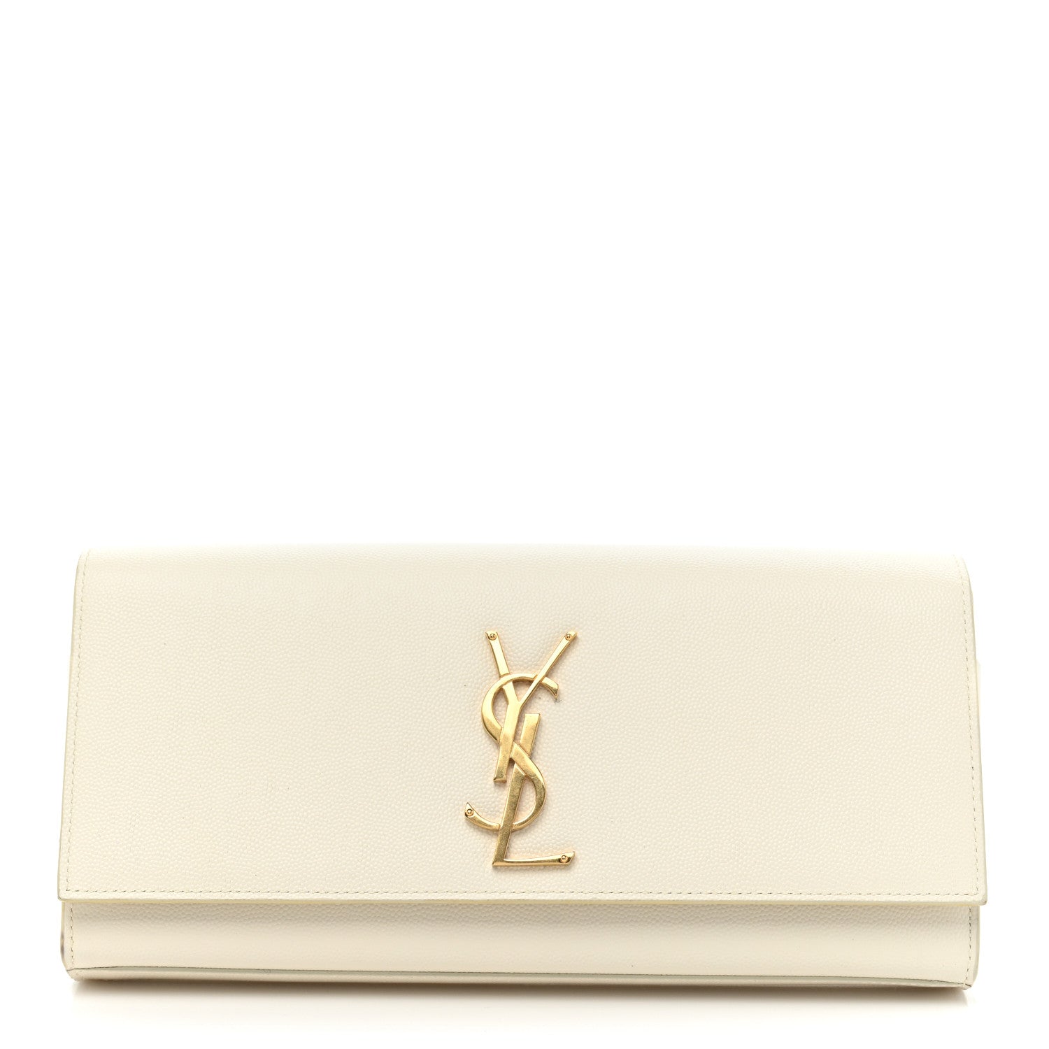 Saint Laurent Grain De Poudre Classic Monogram Cassandre Clutch Dove White 1 of 14