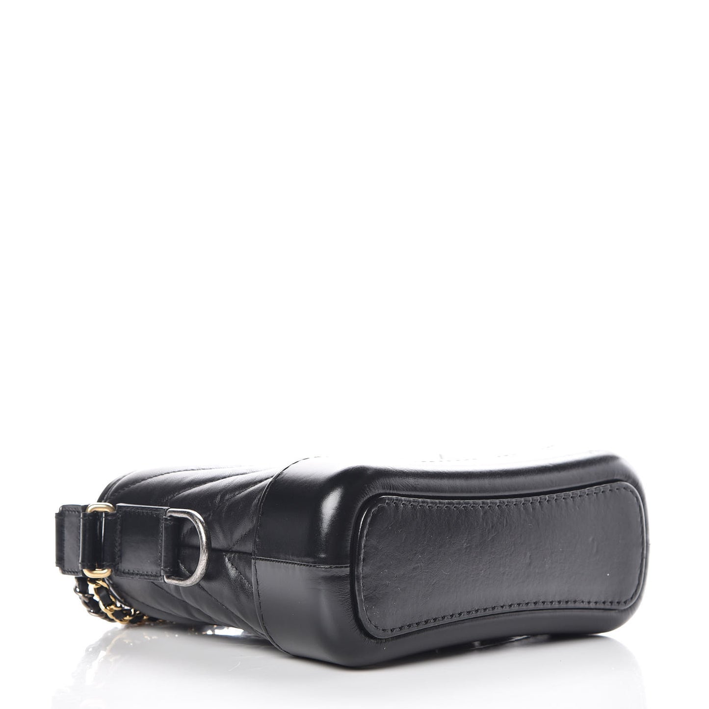 Aged Calfskin Chevron Quilted Small Gabrielle Hobo Black