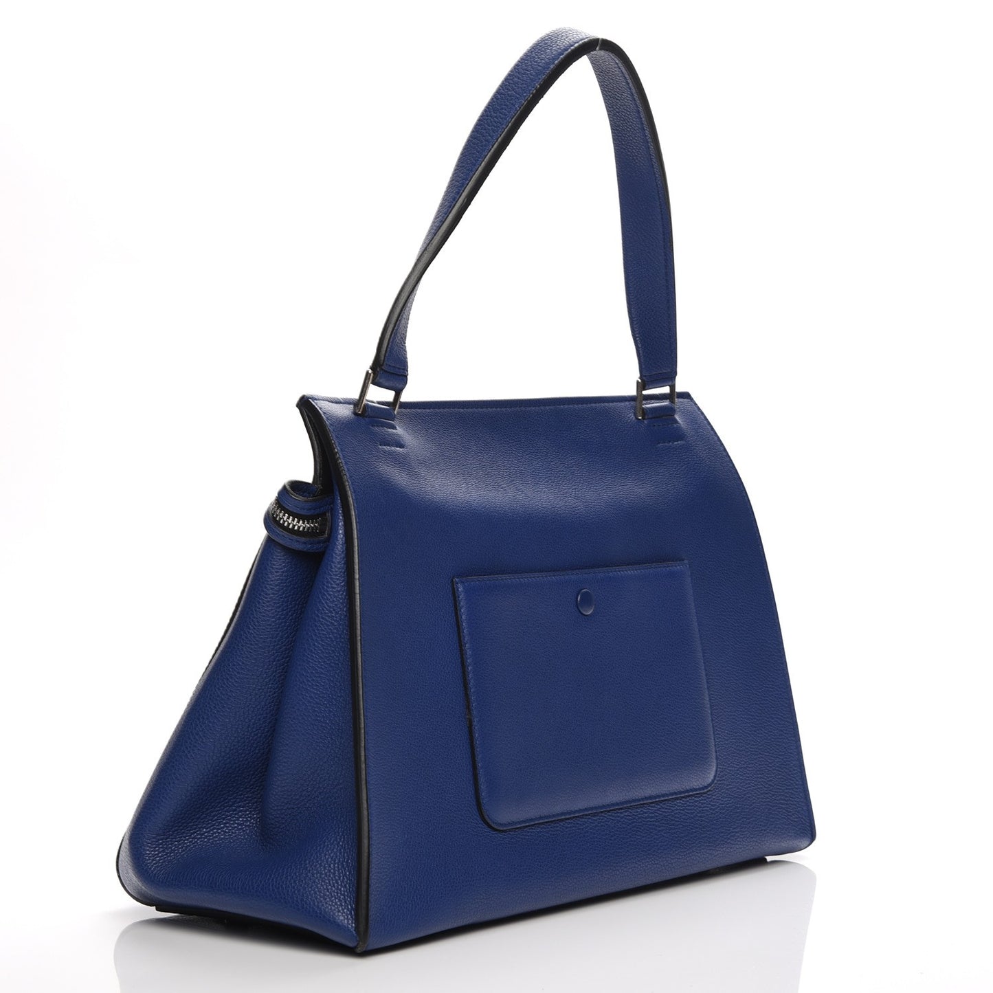 Drummed Calfskin Medium Edge Shoulder Bag Indigo