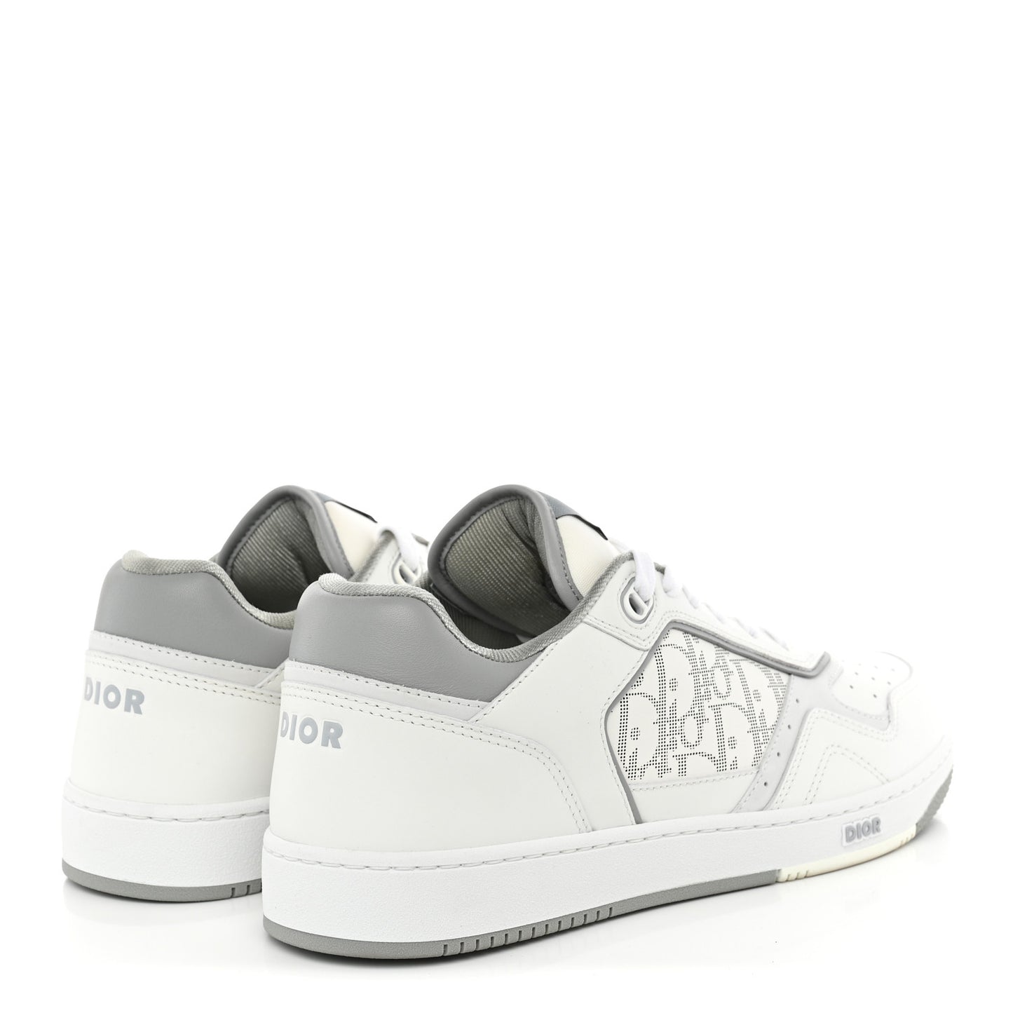 Smooth Calfskin Oblique Galaxy Perforated Mens B27 Low Top Sneakers 44 White Grey