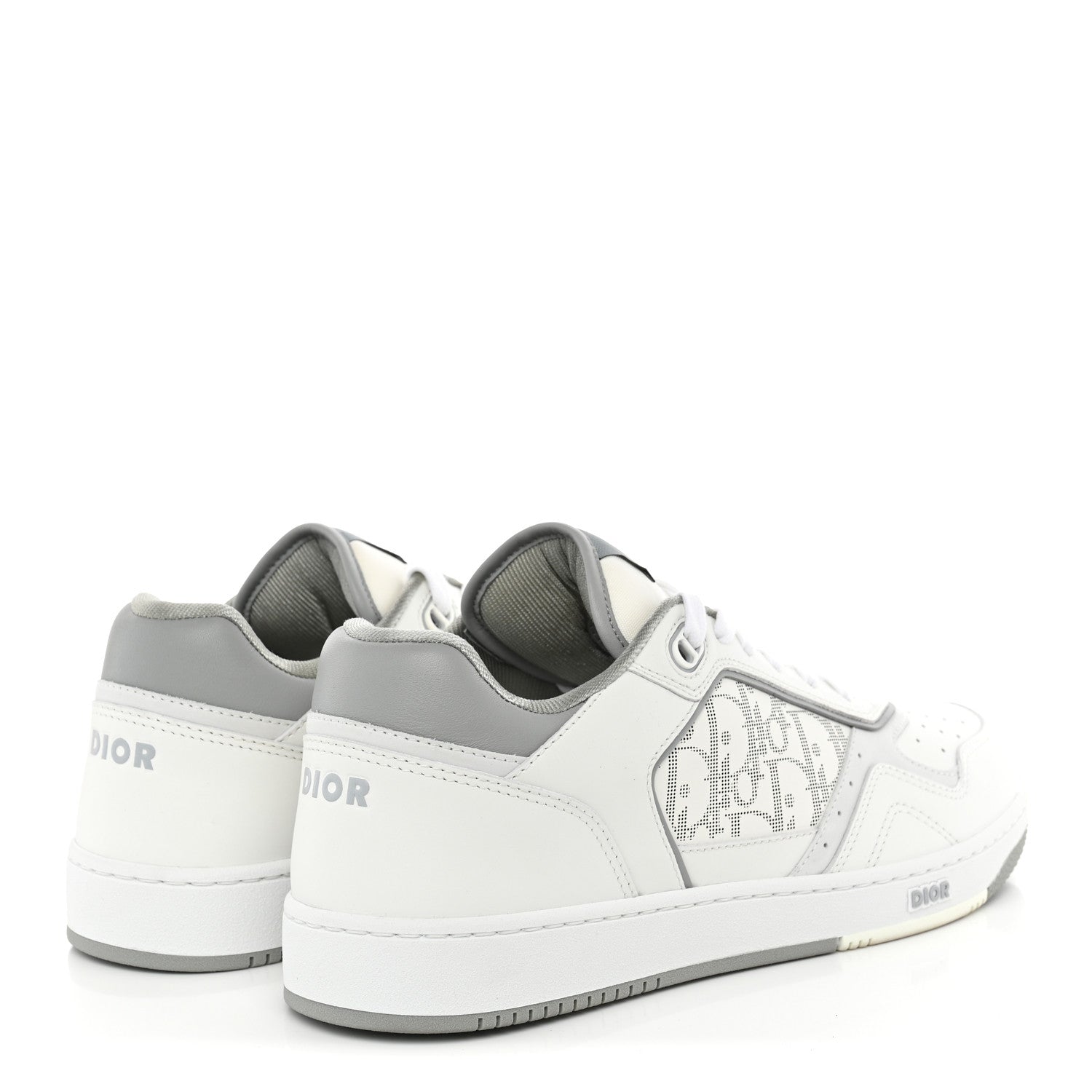 Christian Dior Smooth Calfskin Oblique Galaxy Perforated Mens B27 Low Top Sneakers 44 White Grey 3 of 10