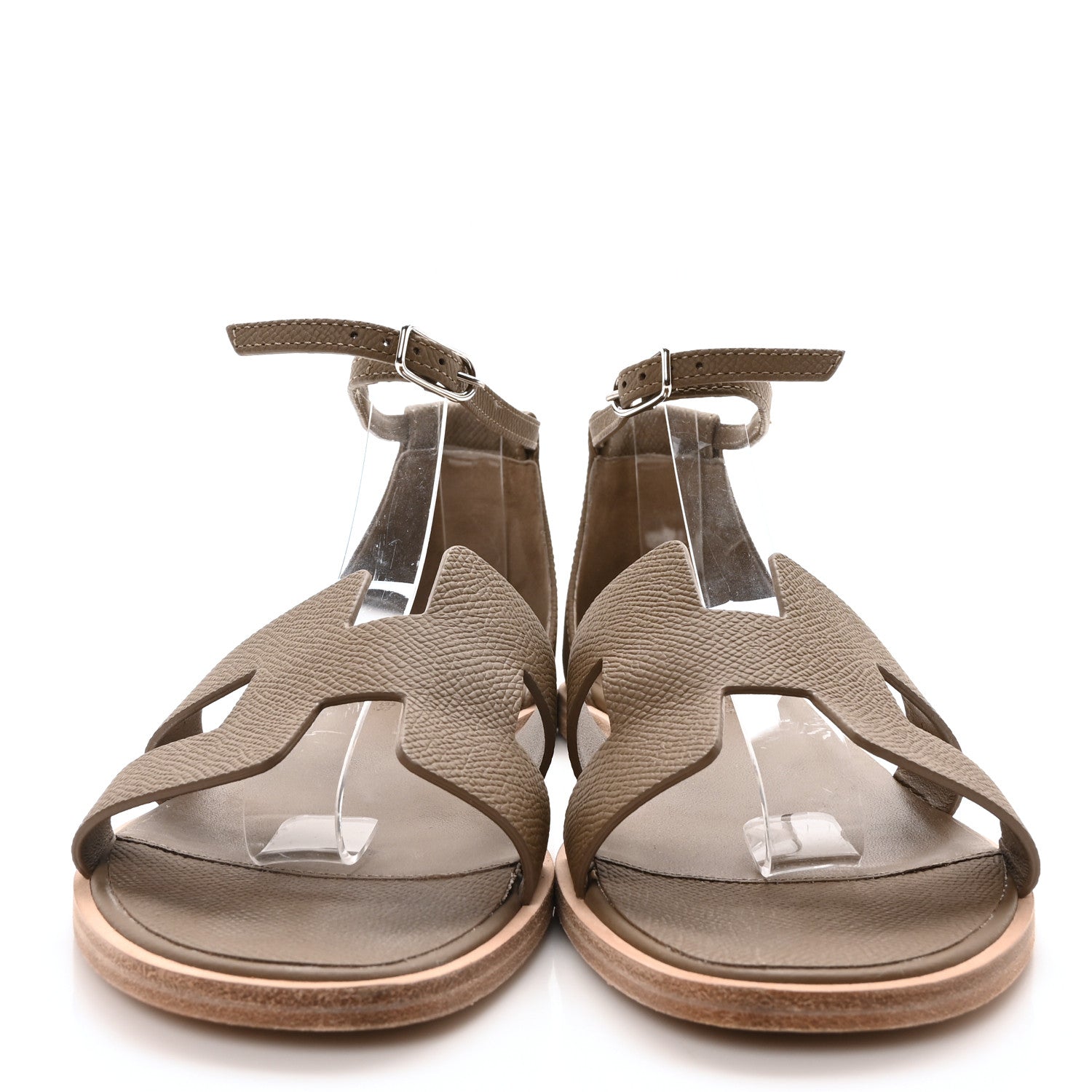 Hermes Epsom Santorini Sandals 37 Etoupe 5 of 9