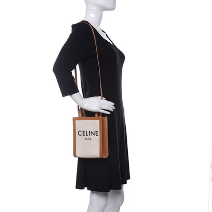 Celine Canvas Calfskin Mini Vertical Cabas Natural Tan 2 of 10
