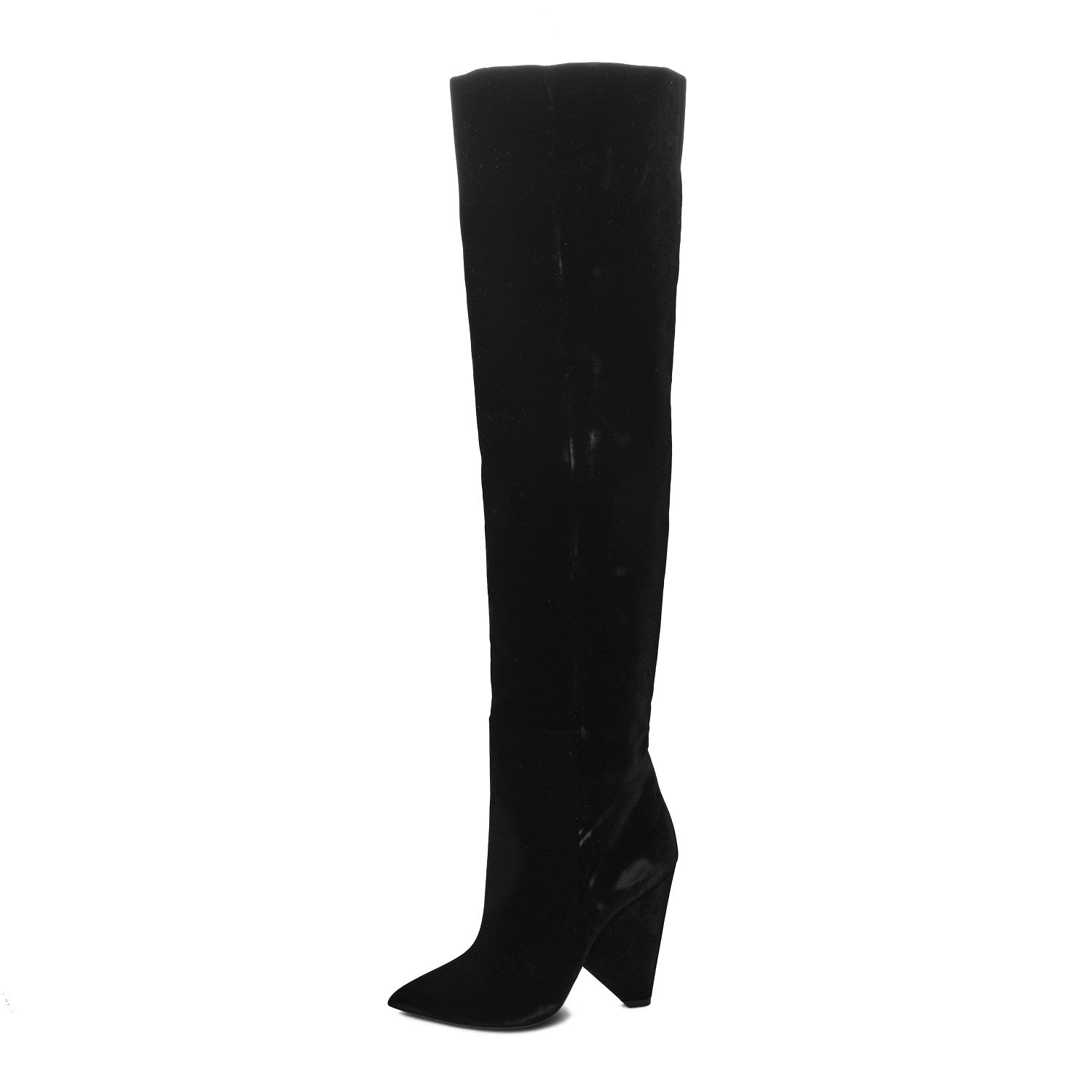 Saint Laurent Velvet Niki 105 Thigh High Boots 38.5 Black 1 of 6