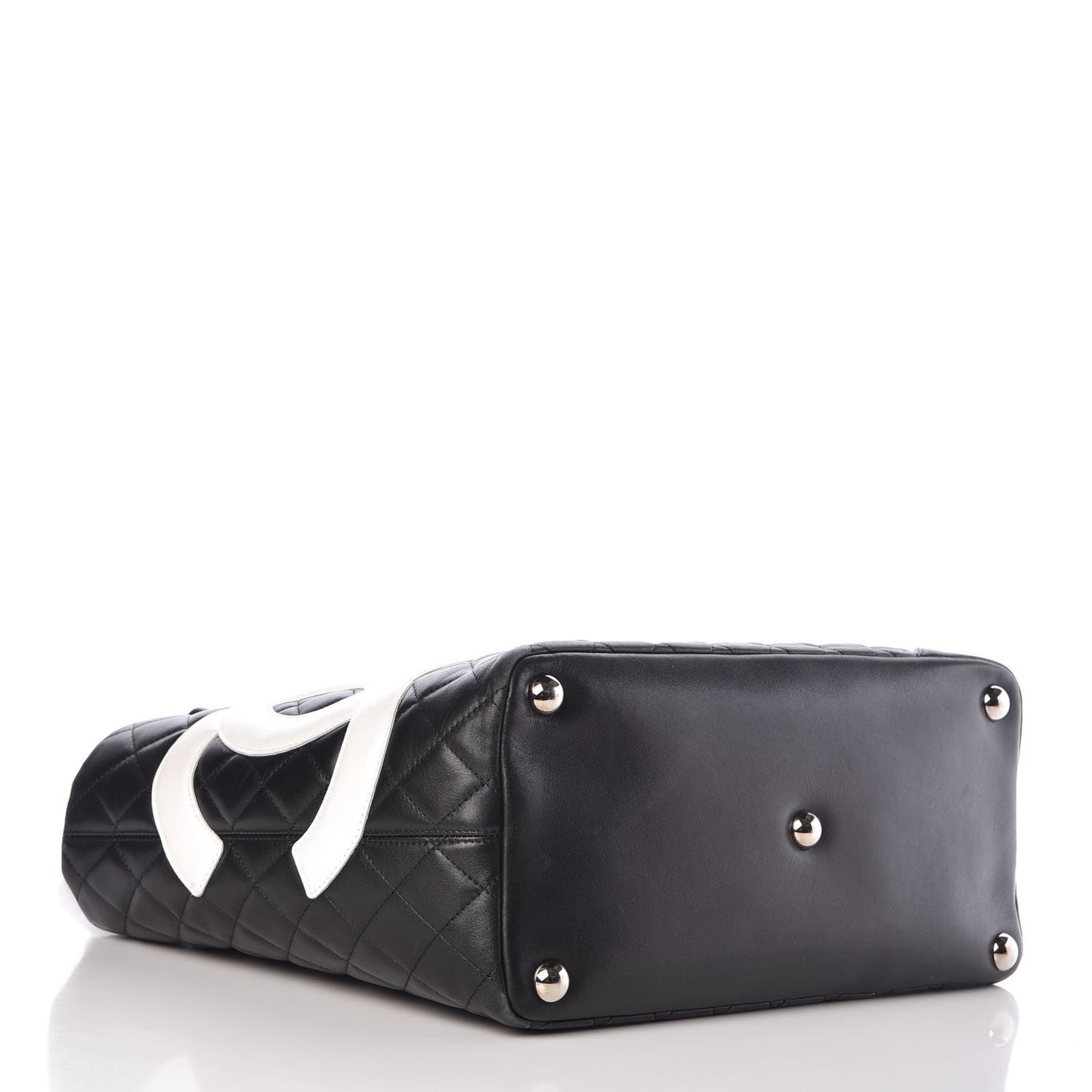 Calfskin Quilted Large Cambon Tote Black White